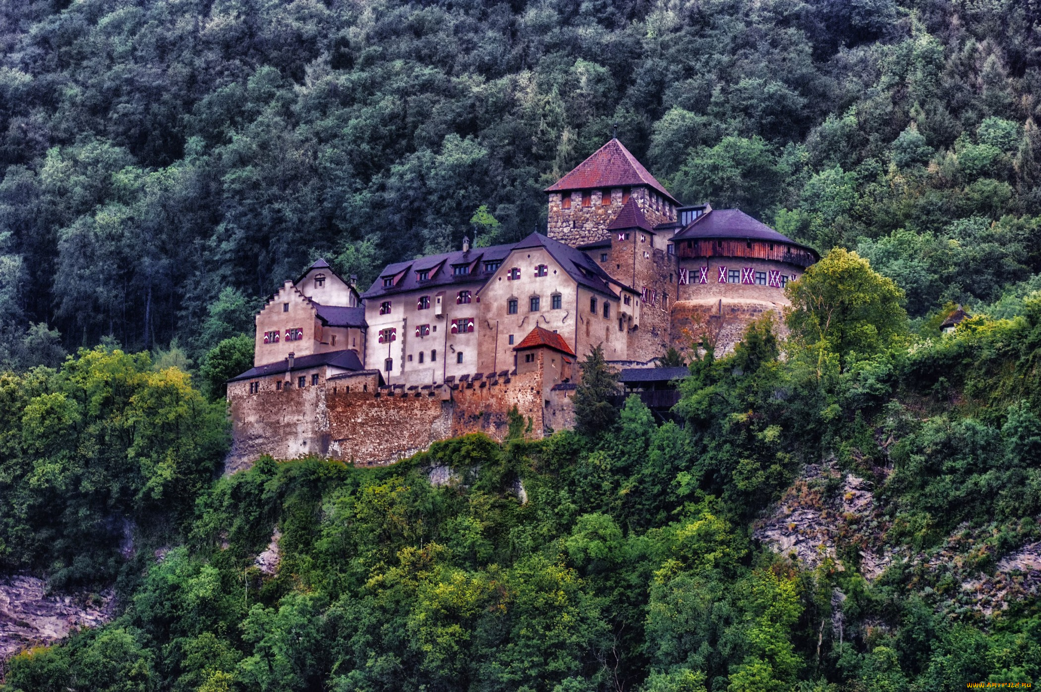 liechtenstein, schloss, vaduz, города, дворцы, замки, крепости, замок, лес, горы