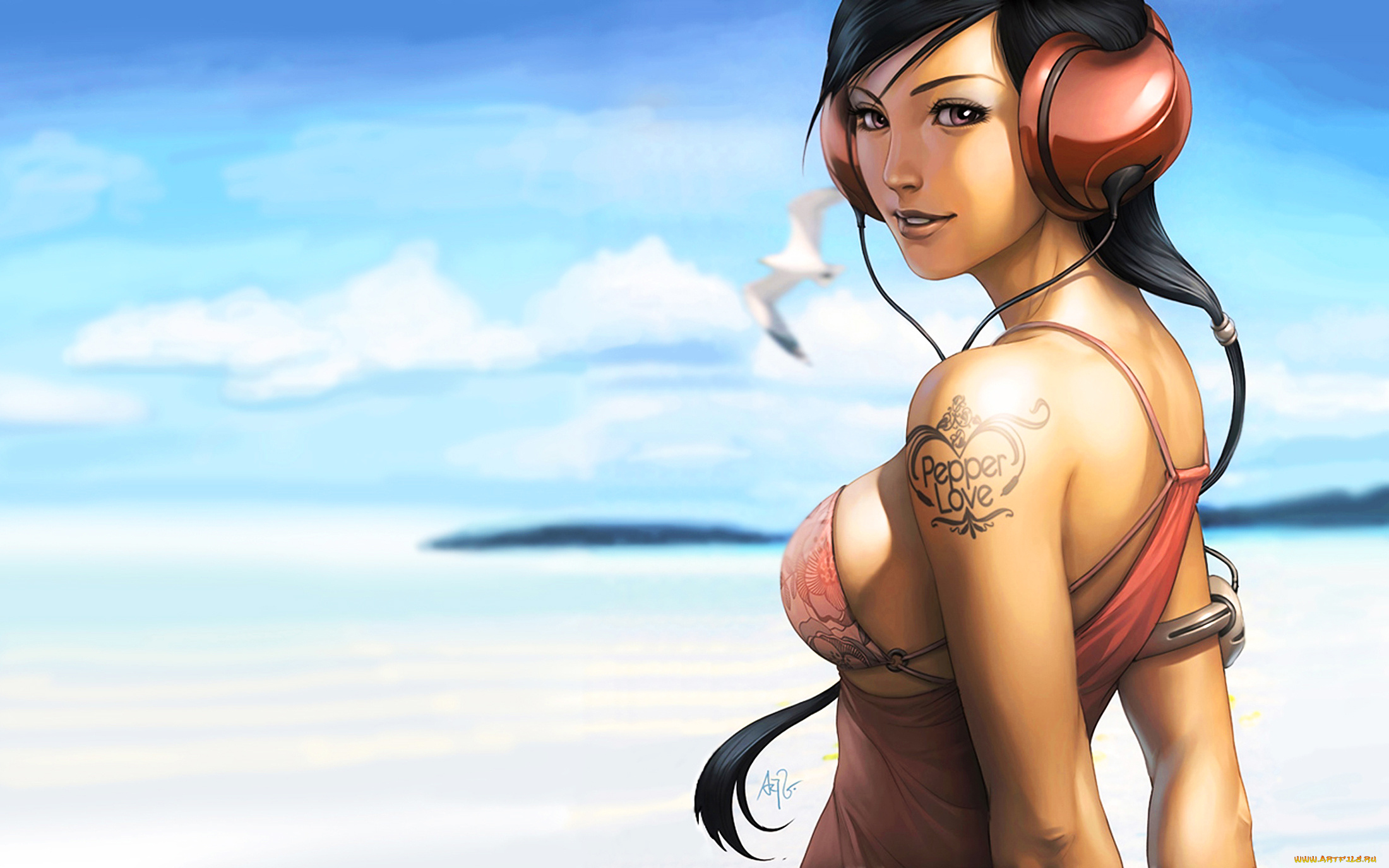 фэнтези, девушки, наушники