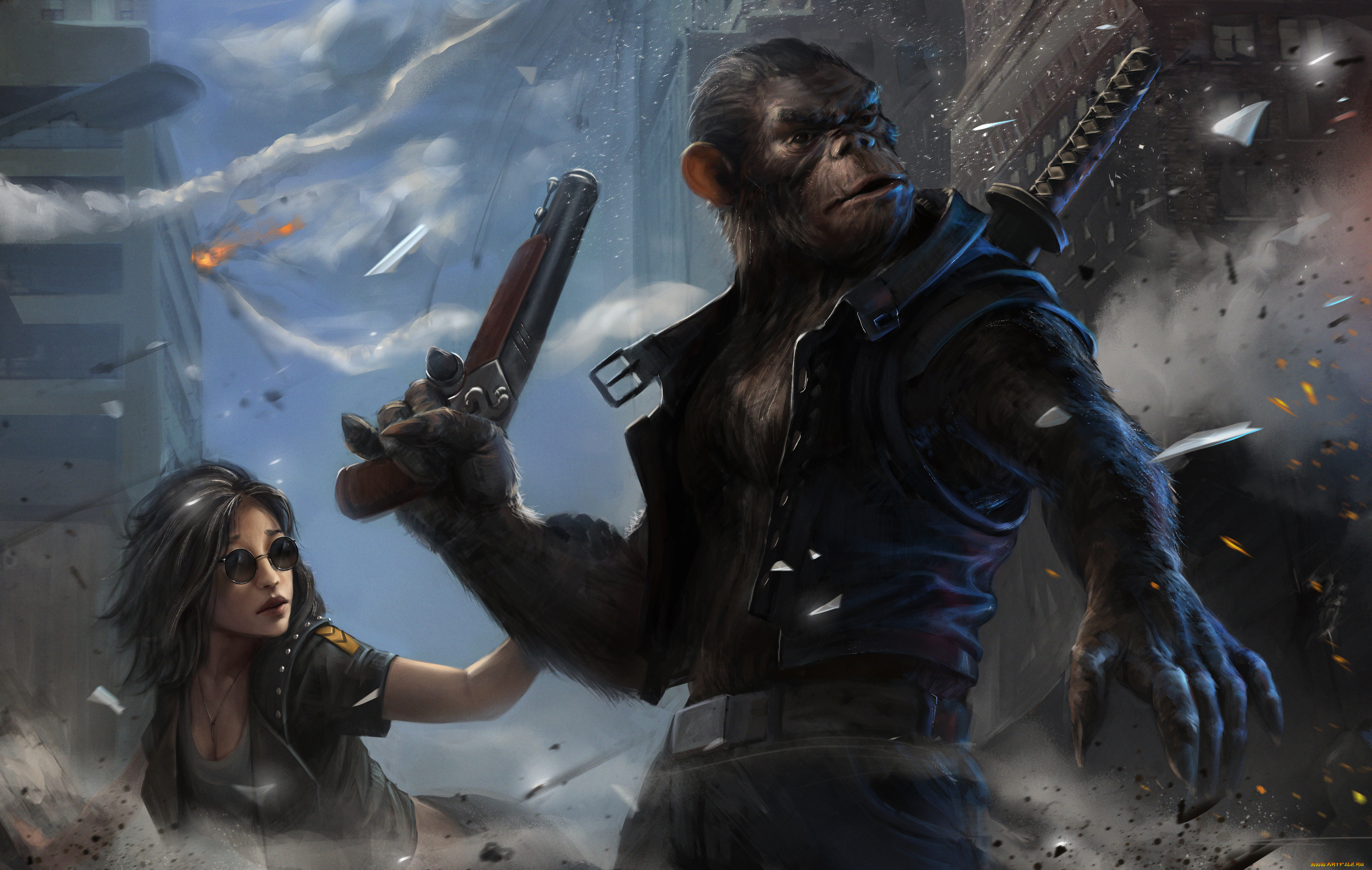 фэнтези, существа, очки, оружие