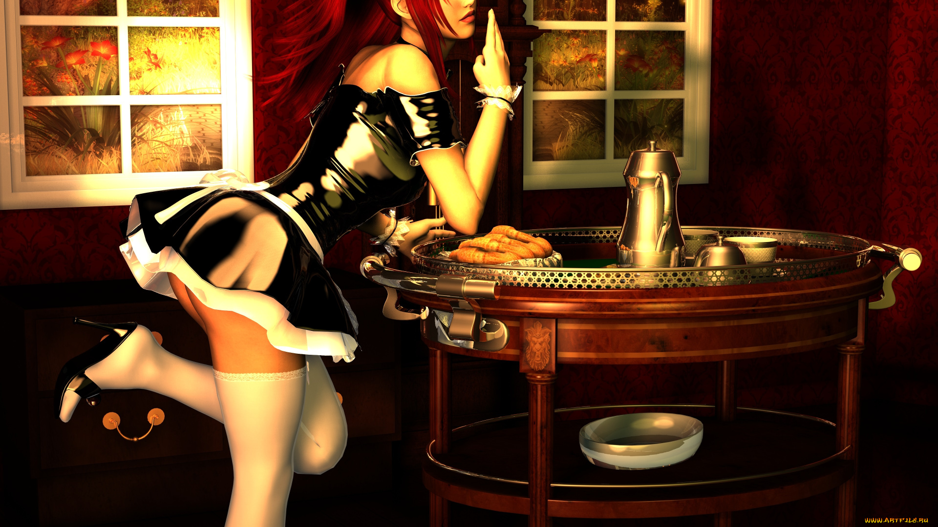 3д, графика, люди, , people, кофе, стол, взгляд, девушка