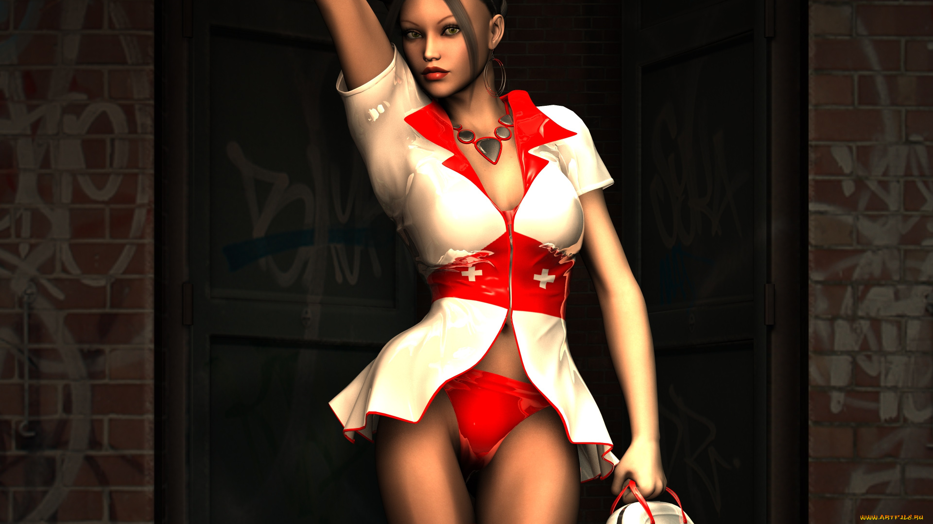 3д, графика, люди, , people, медсестра, взгляд, девушка