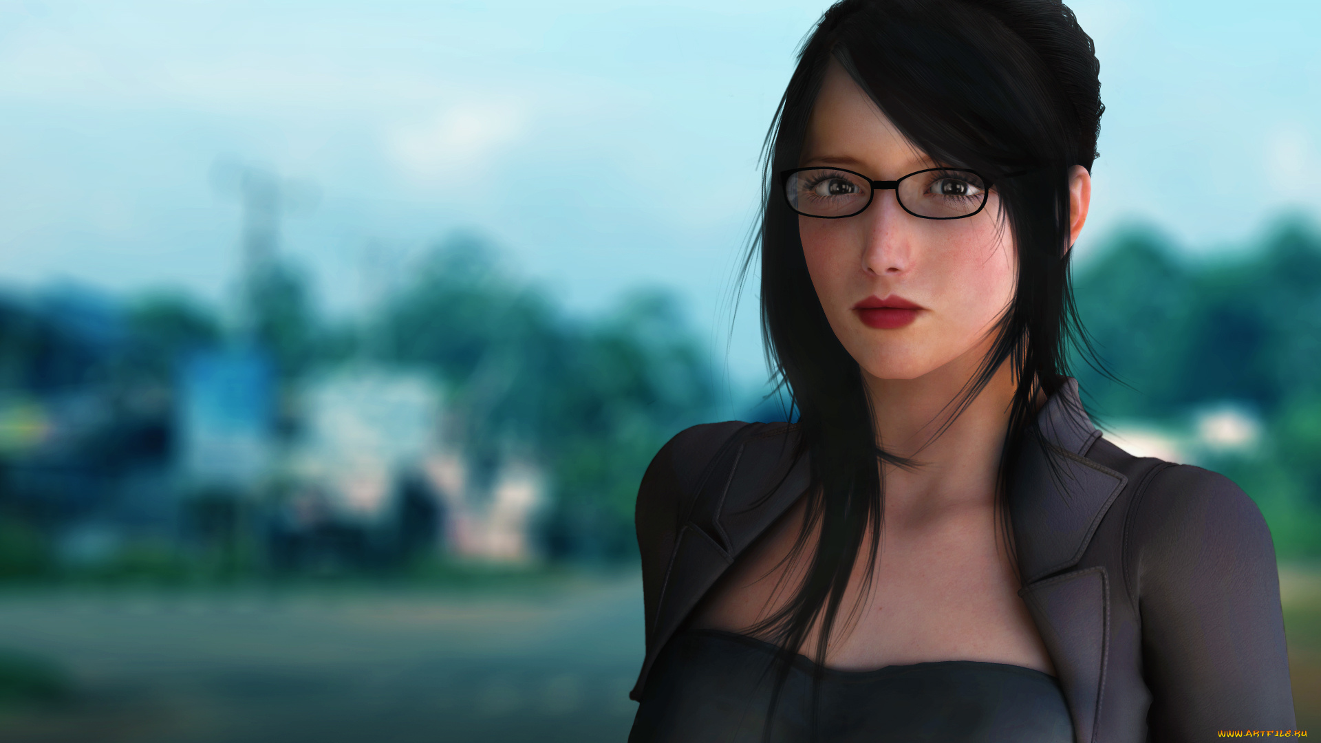 3д, графика, портрет, , portraits, девушка, взгляд, фон, очки