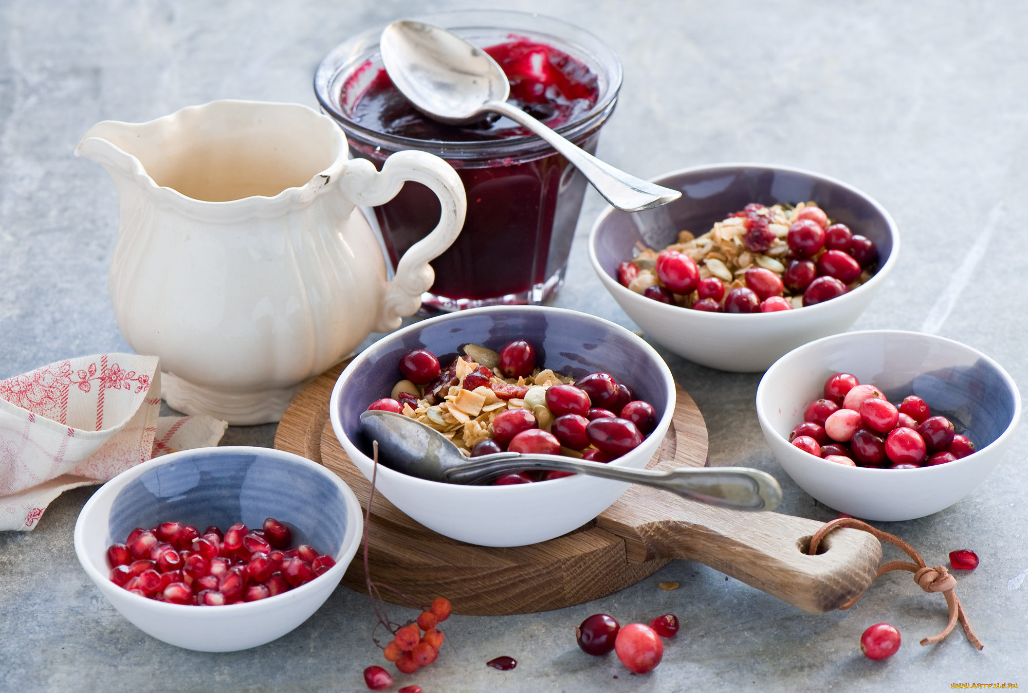 еда, мюсли, , хлопья, джем, варенье, хлопья, гранат, красные, ягоды, завтрак