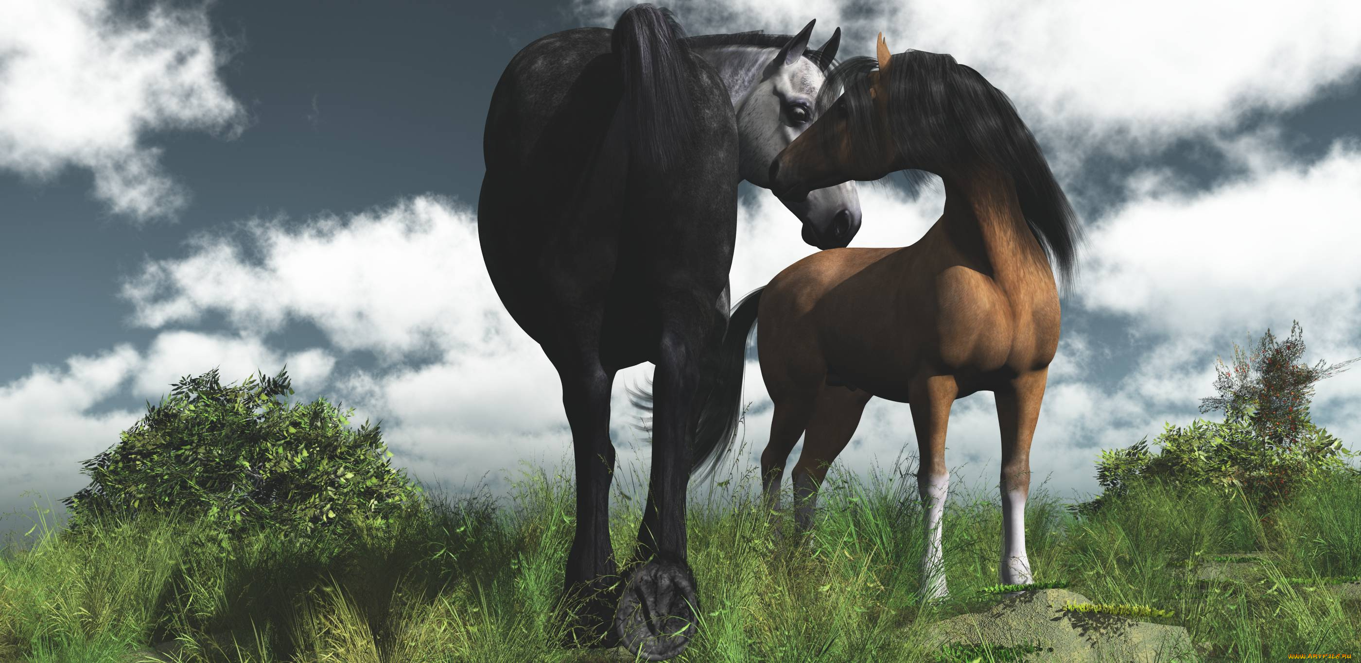 3д, графика, животные, , animals, лошади