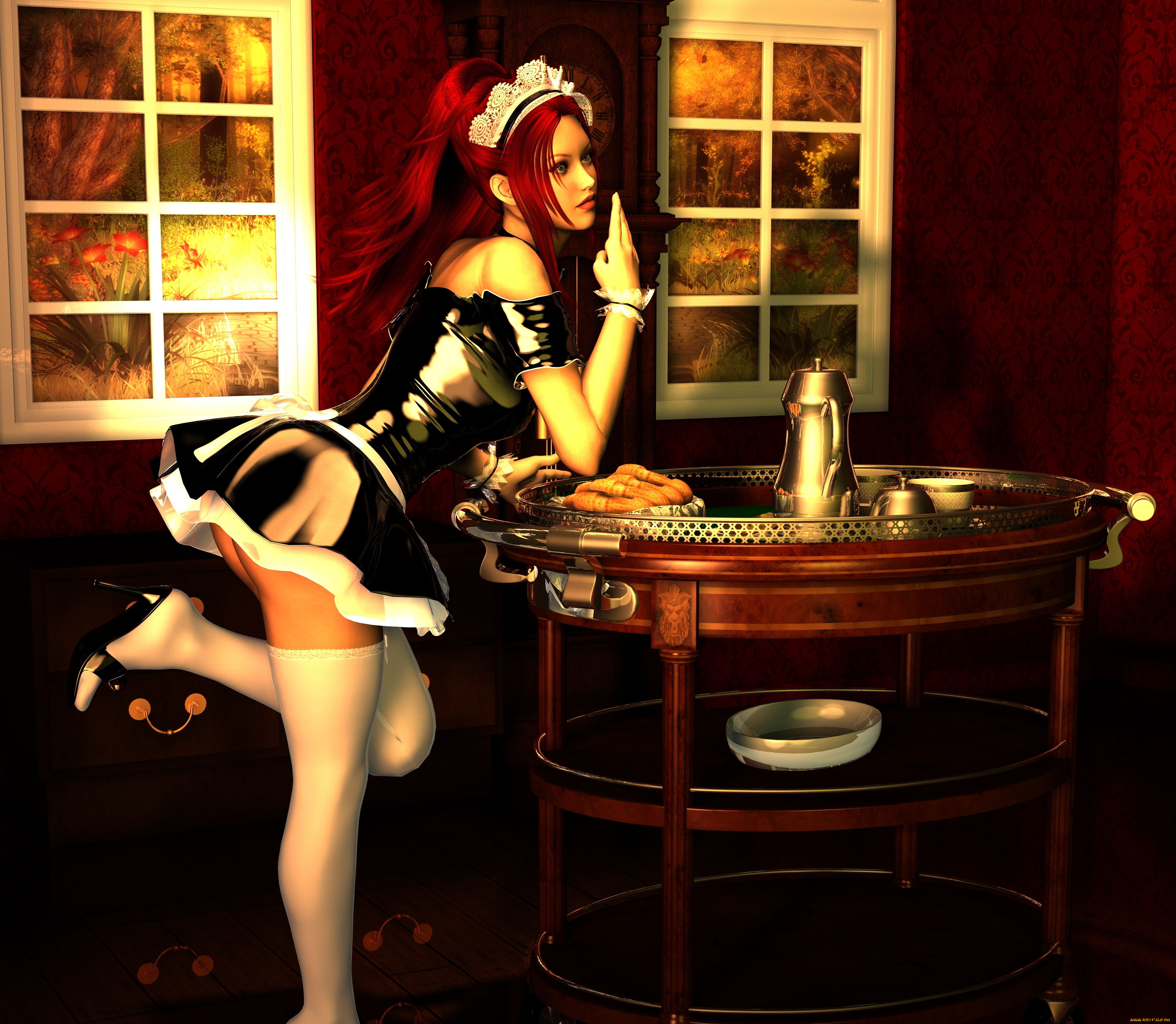 3д, графика, люди, , people, кофе, стол, взгляд, девушка