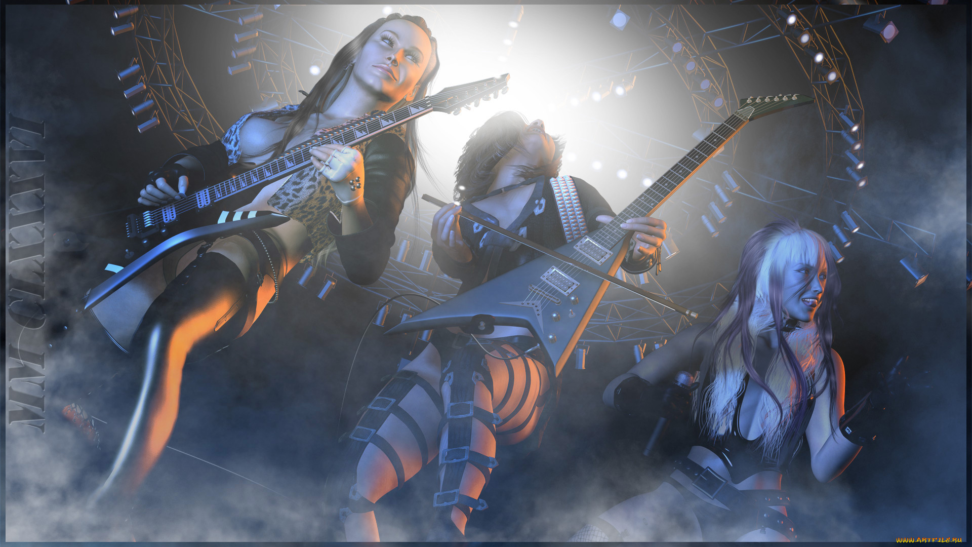 3д, графика, атмосфера, настроение, , atmosphere, , , mood, , гитары, музыка, фон, девушки
