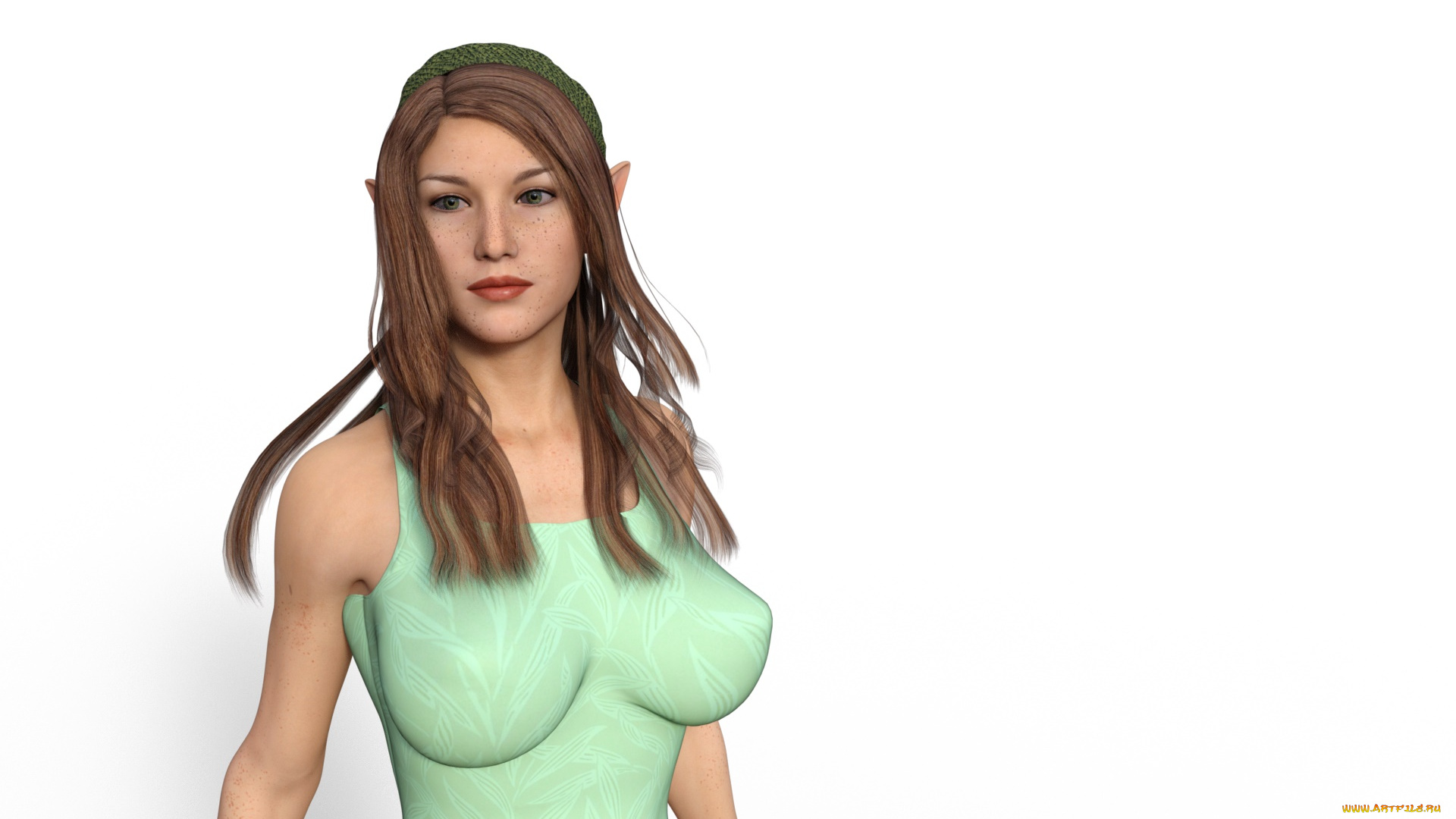 3д, графика, эльфы, , elves, эльфийка, фон, взгляд