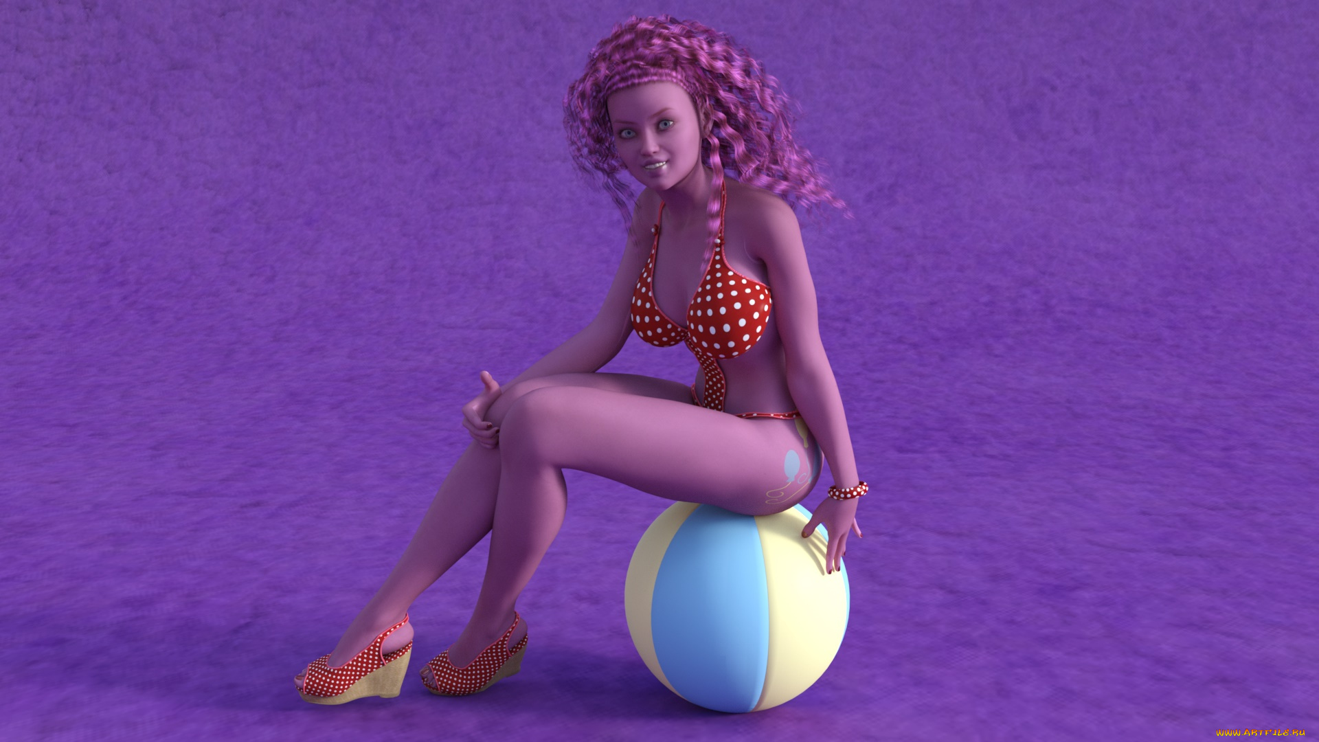 3д, графика, люди, , people, мяч, фон, девушка, взгляд