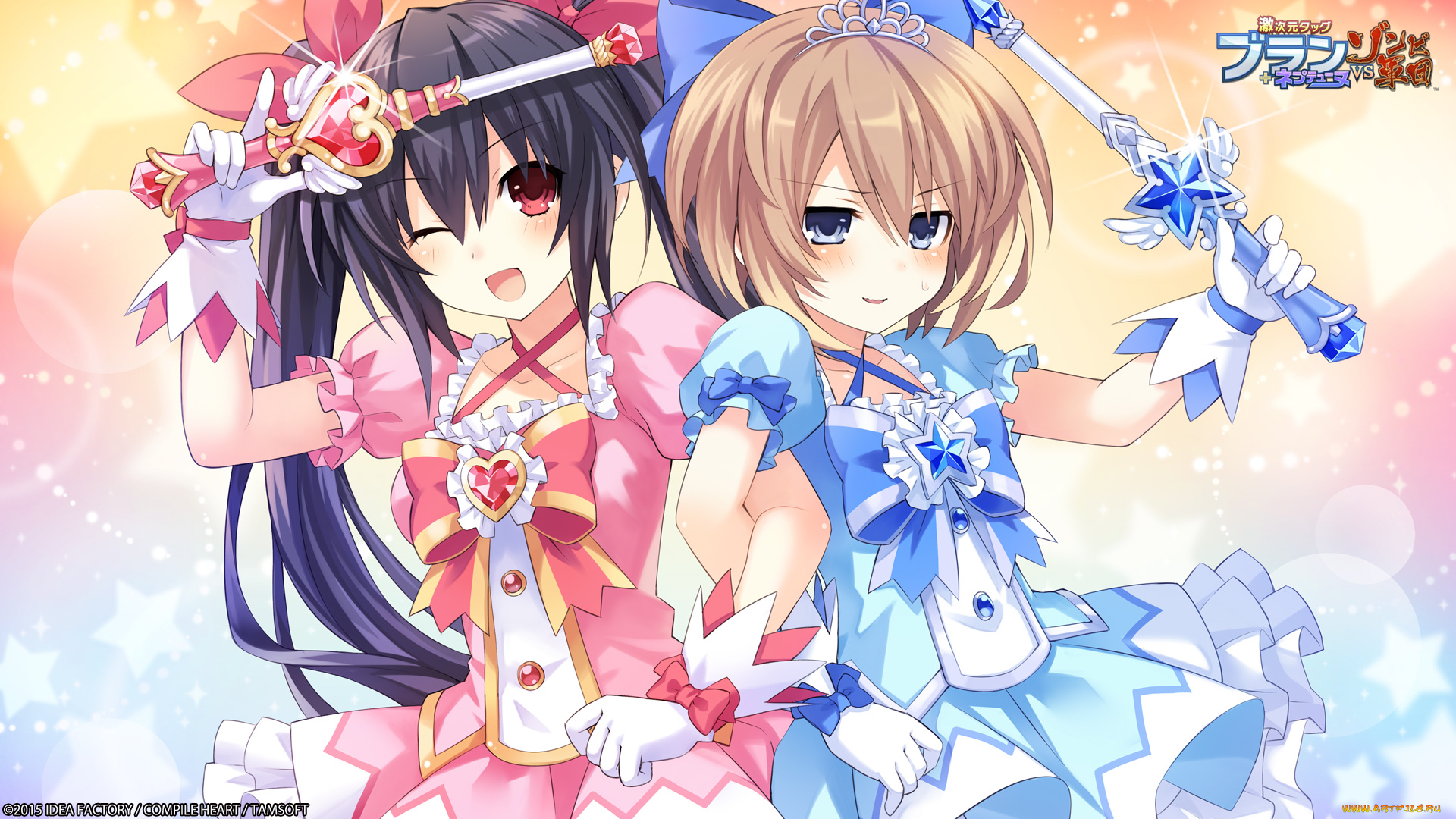 аниме, hyperdimension, neptunia, девочки, арт, tsunako, noire, blanc, hyperdimension, neptunia