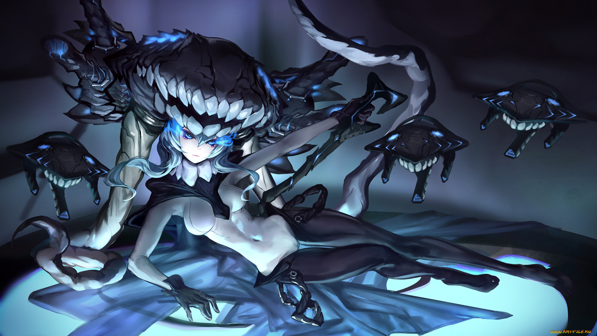 аниме, kantai, collection, kantai, collection, девушка, арт, монстры, wo-class, aircraft, carrier