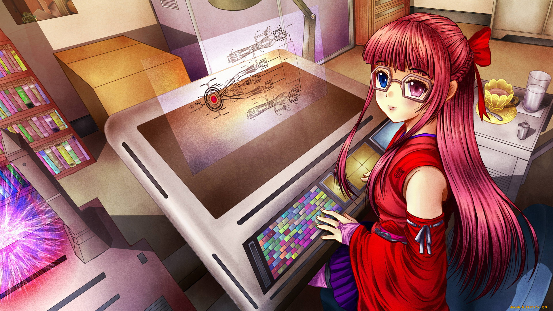 аниме, оружие, , техника, , технологии, техника, девушка, арт, ilolamai, компьютер