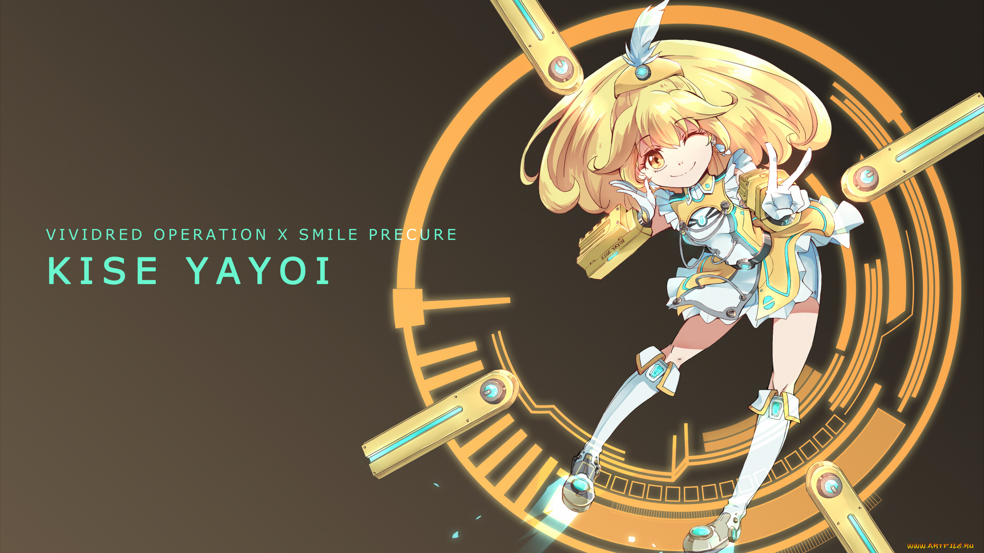 аниме, smile, precure, улыбка, взгляд, девушка, фон, kise, yayoi, арт