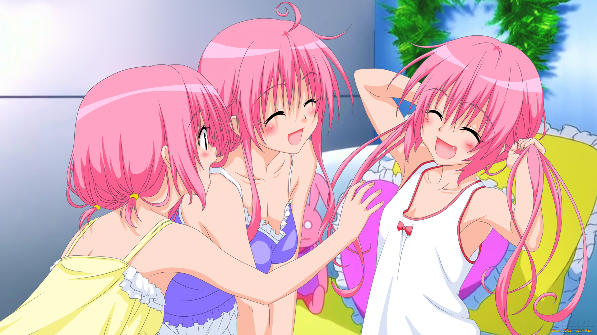 аниме, to, love, ru, девушки, взгляд, lala, satalin, deviluke, улыбка, фон, nana, asta, momo, velia