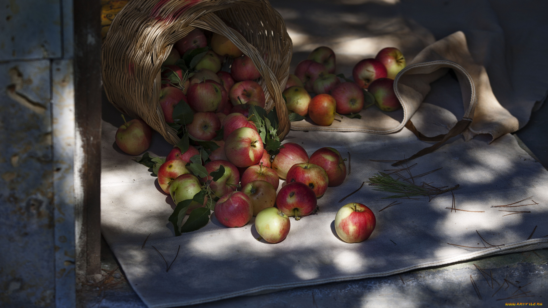 еда, Яблоки, плоды, корзина