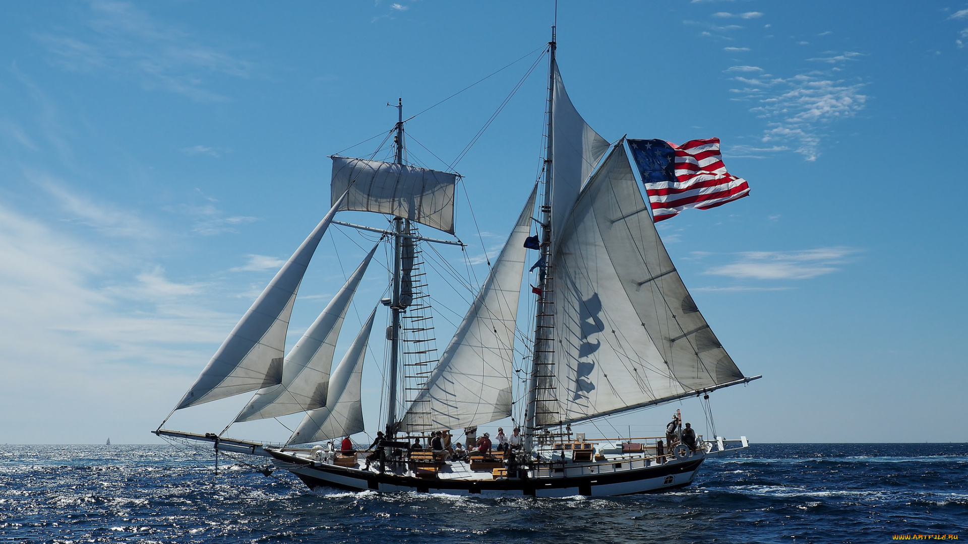 корабли, парусники, мачты, паруса, море