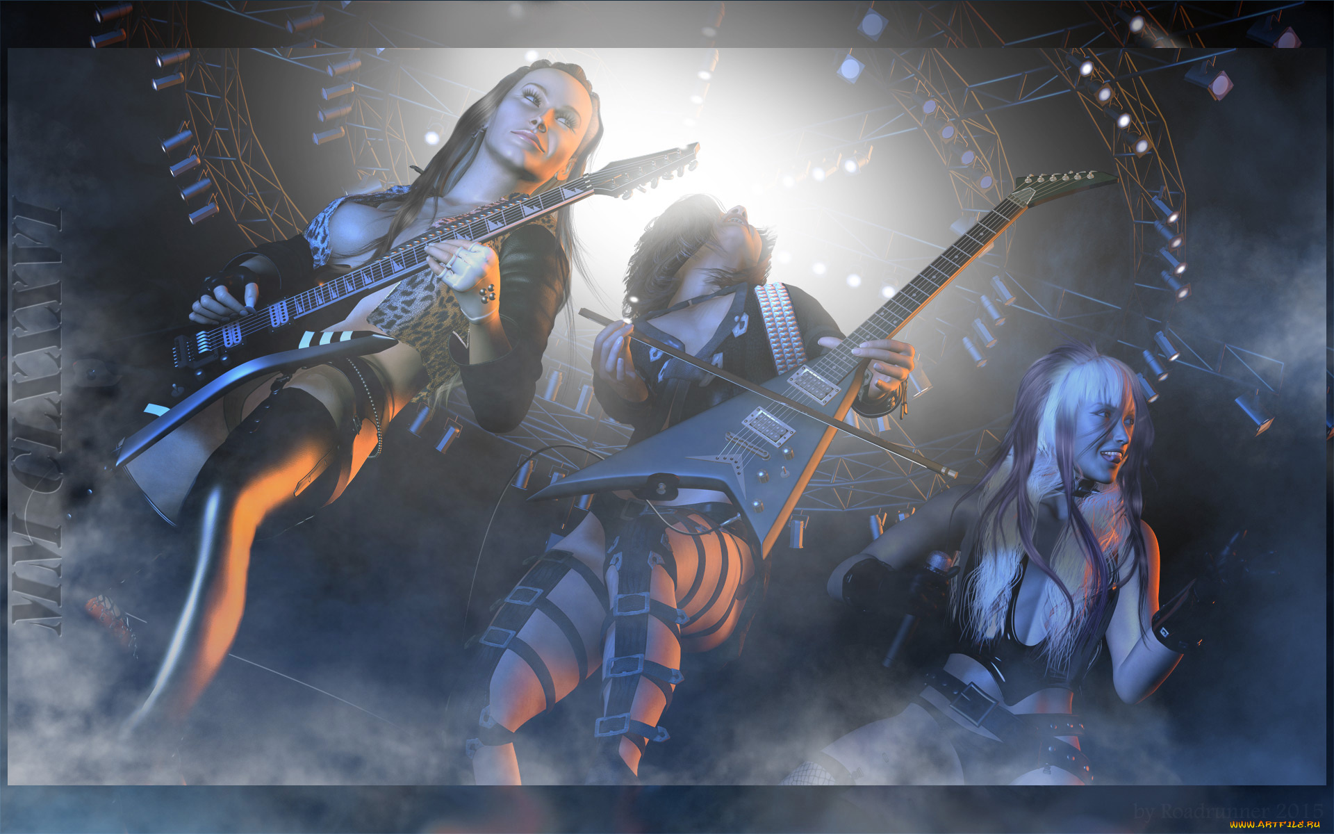 3д, графика, атмосфера, настроение, , atmosphere, , , mood, , гитары, музыка, фон, девушки