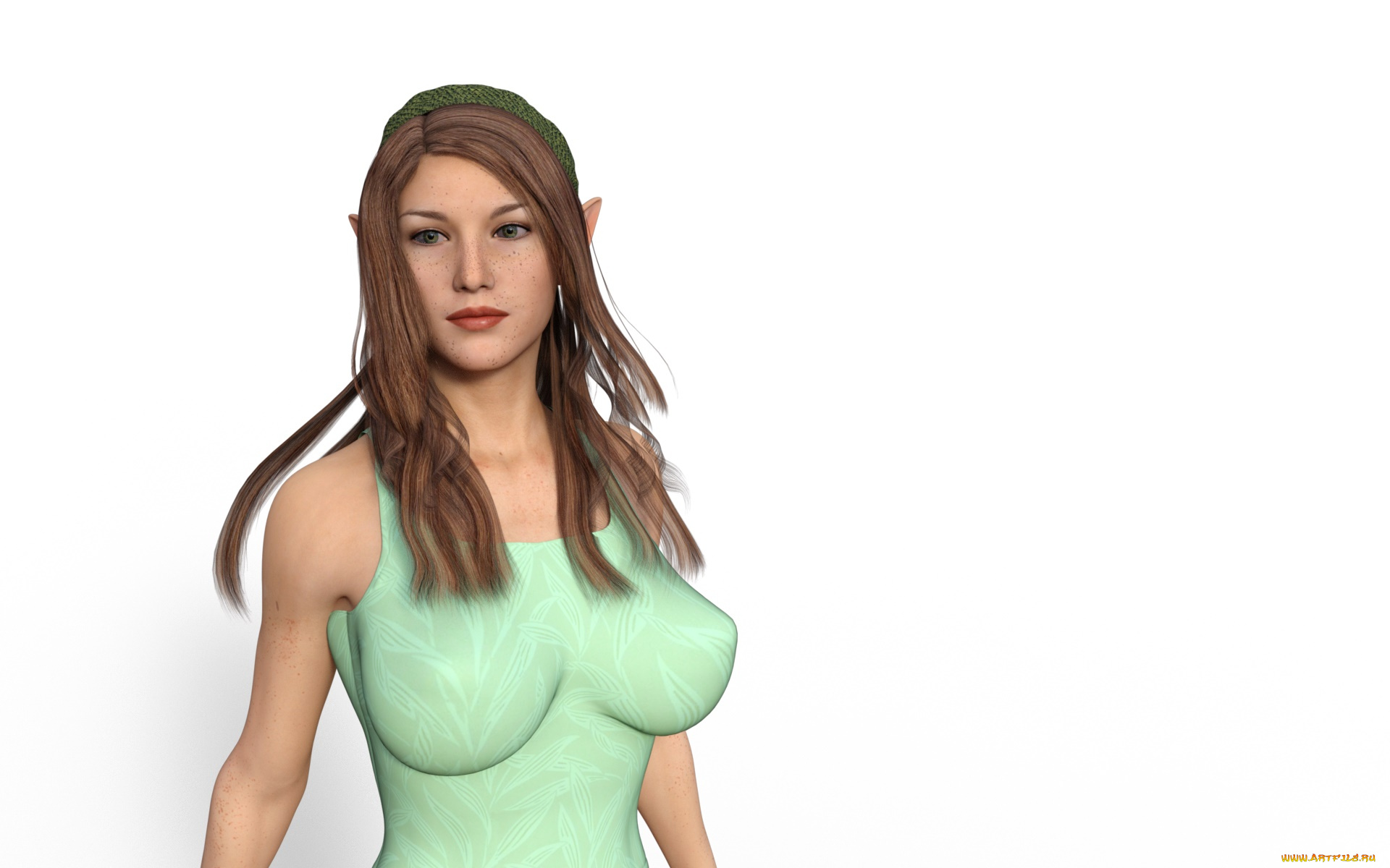 3д, графика, эльфы, , elves, эльфийка, фон, взгляд