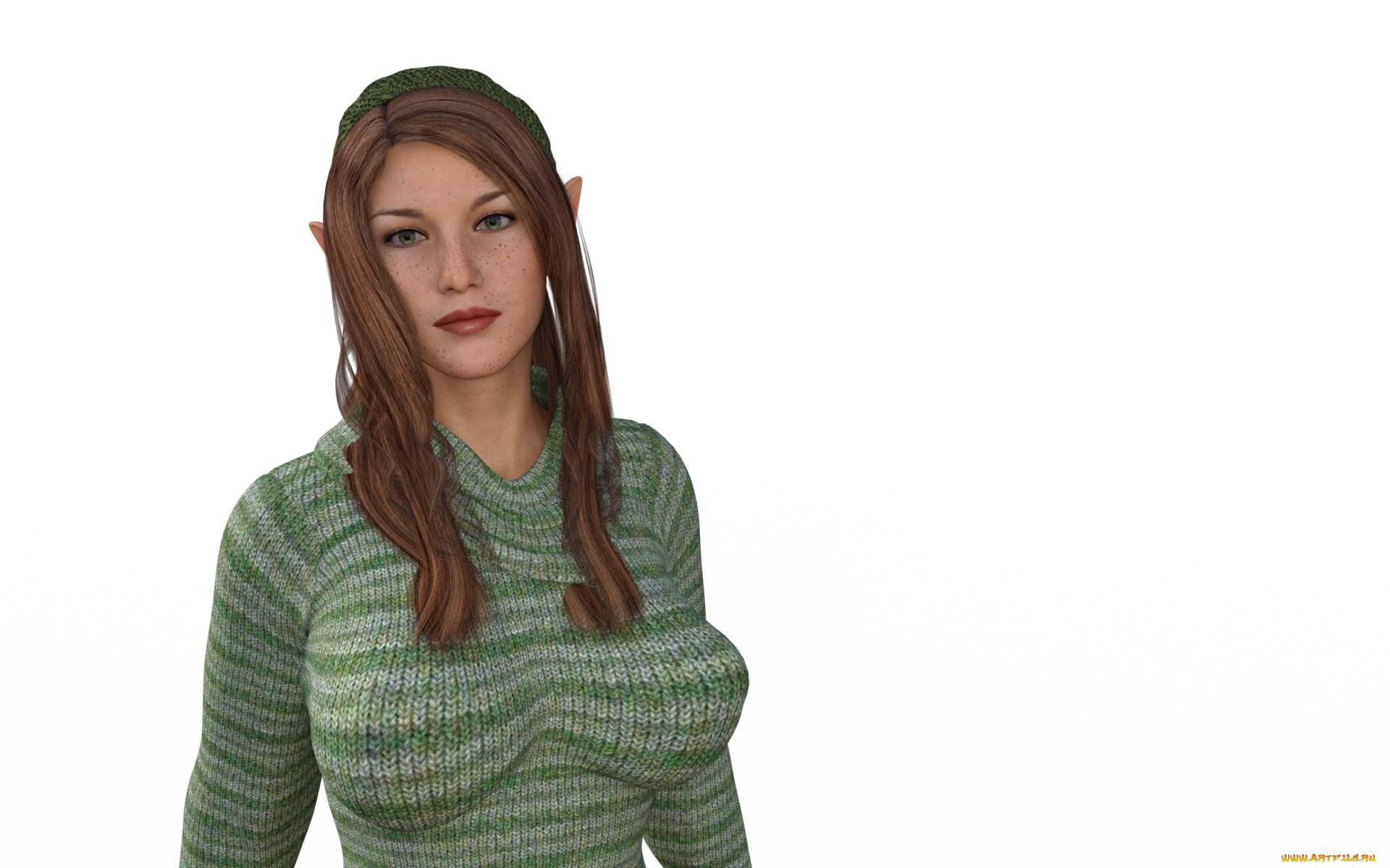 3д, графика, эльфы, , elves, фон, взгляд, эльфийка