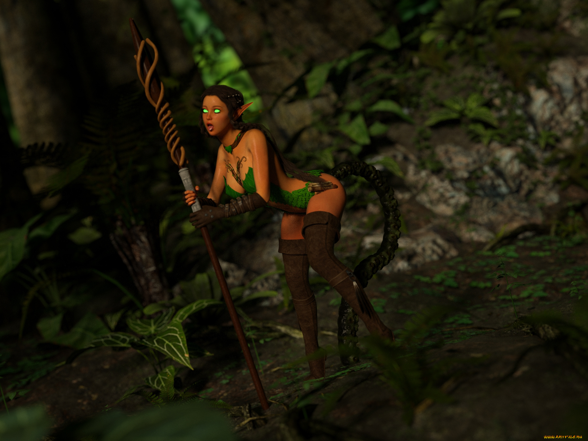 3д, графика, эльфы, , elves, эльф, фон, девушка