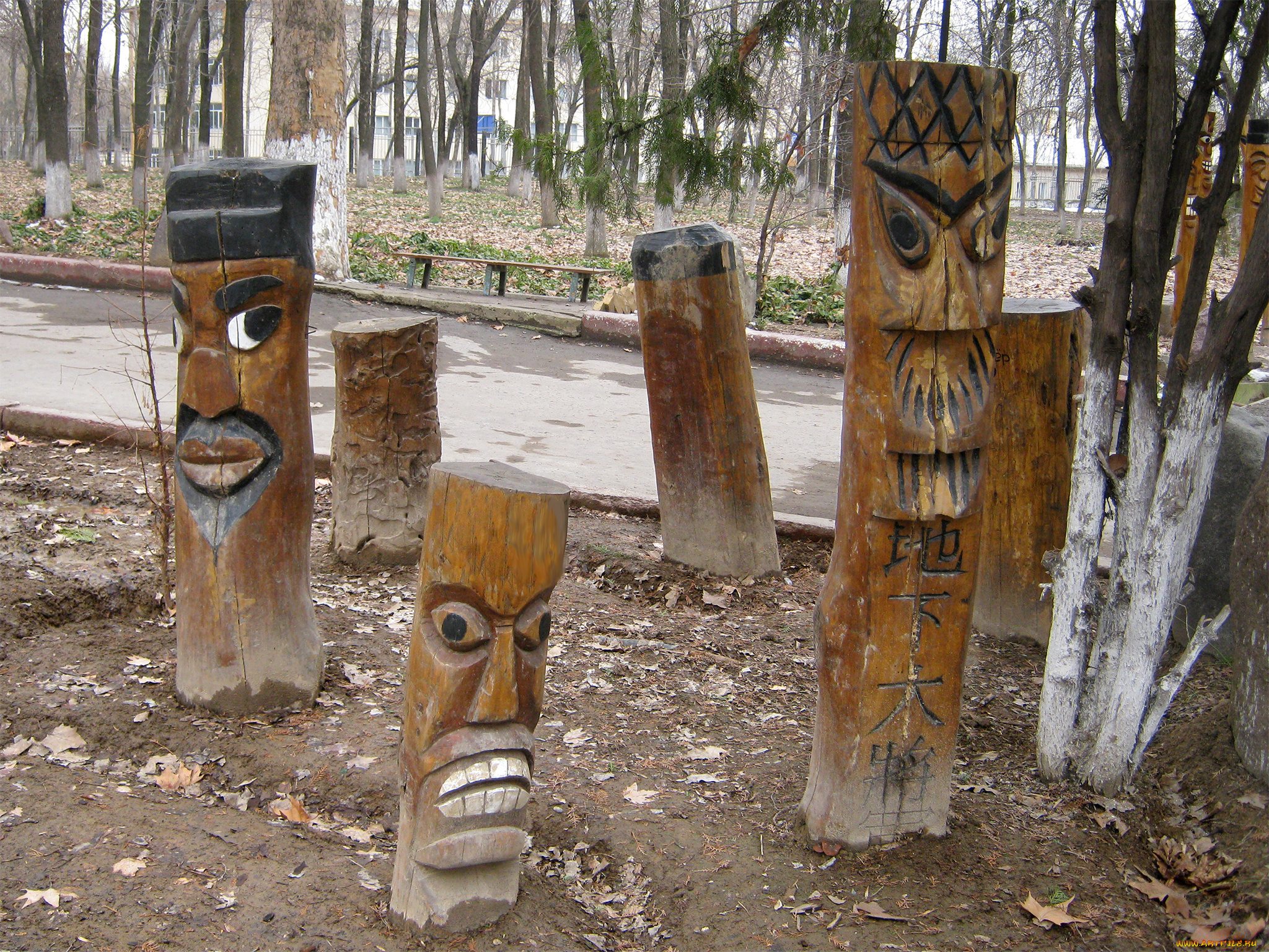 разное, садовые, и, парковые, скульптуры, языческие, деревянные, идолы, парк