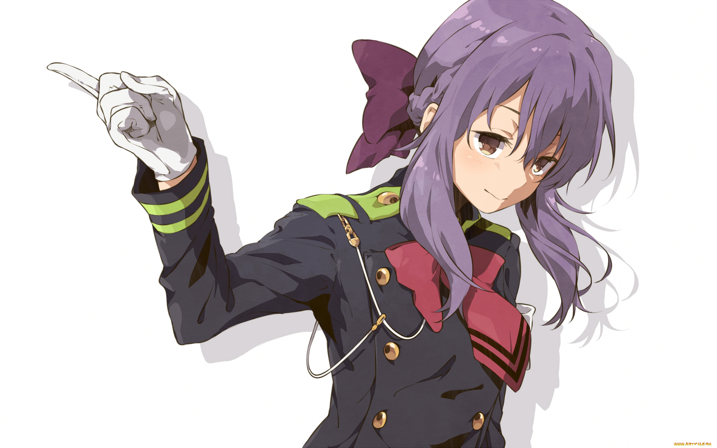 аниме, owari, no, seraph, жест, волосы, фон, взгляд, девушка, hiiragi, shinoa