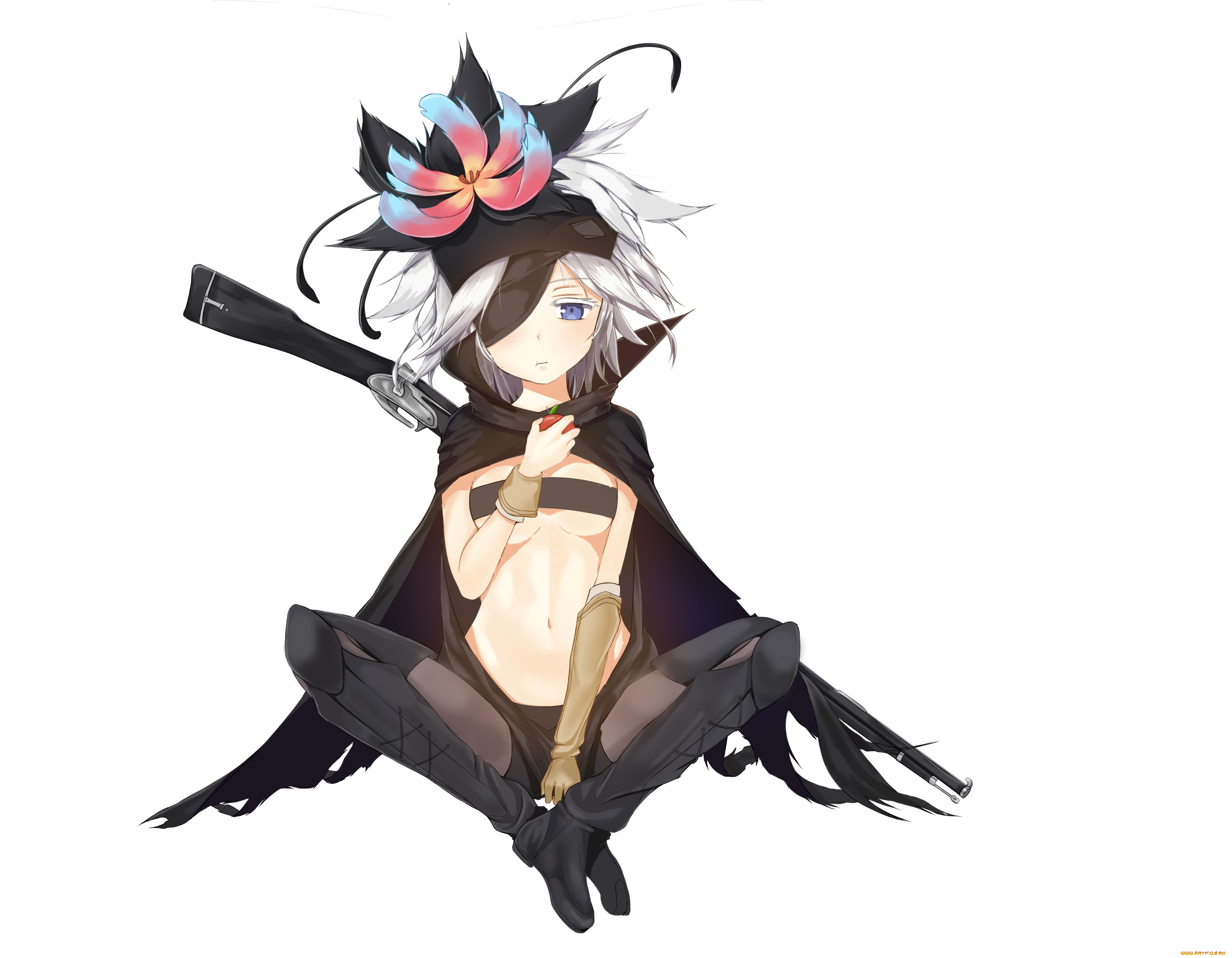 аниме, rokka, no, yuusha, фон, арт, flamie, speeddraw, rokka, no, yuusha, девочка, цветок, яблоко, оружие, cho, hyang