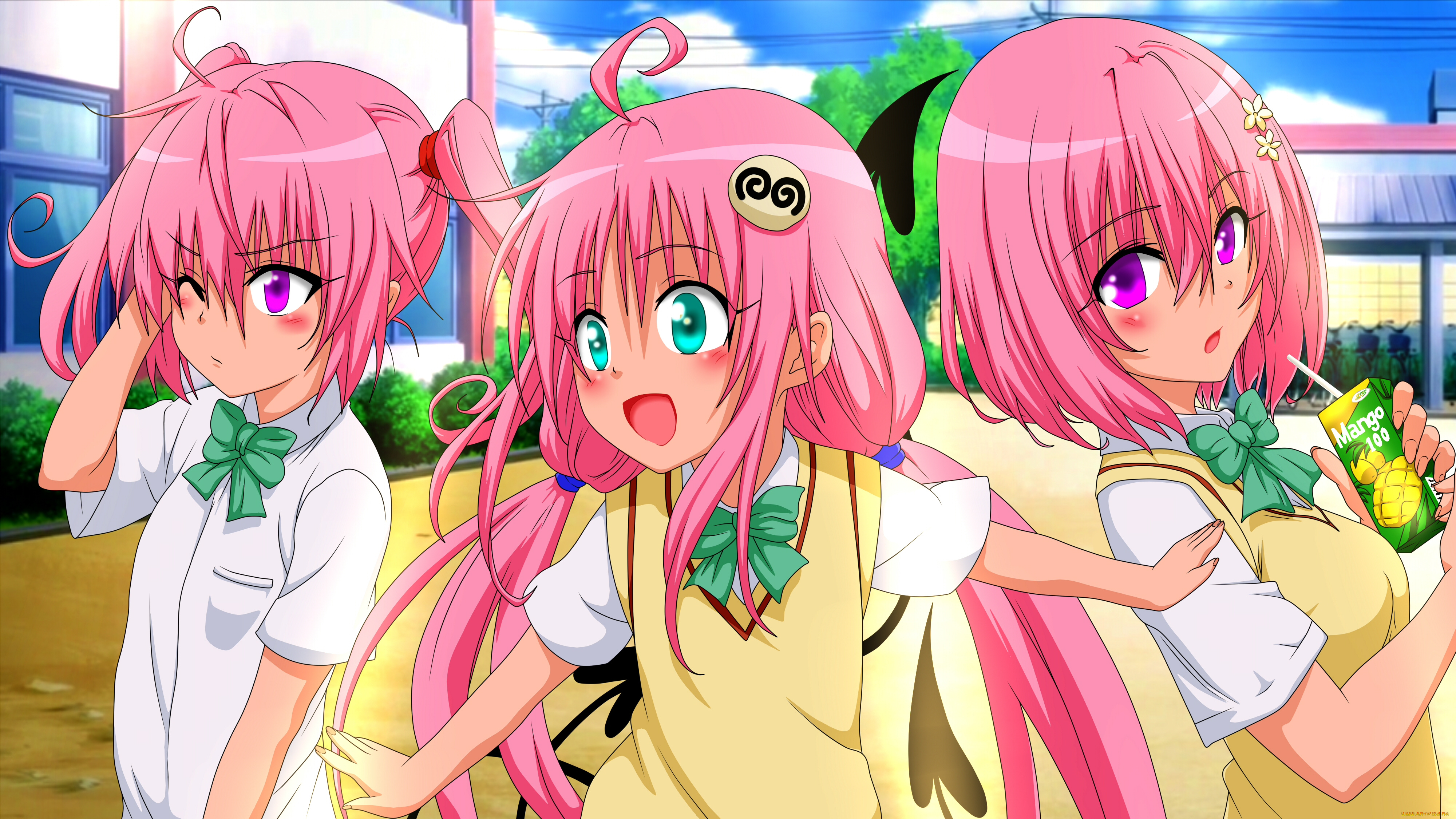 аниме, to, love, ru, nana, asta, deviluke, momo, velia, lala, satalin, взгляд, девушки, фон