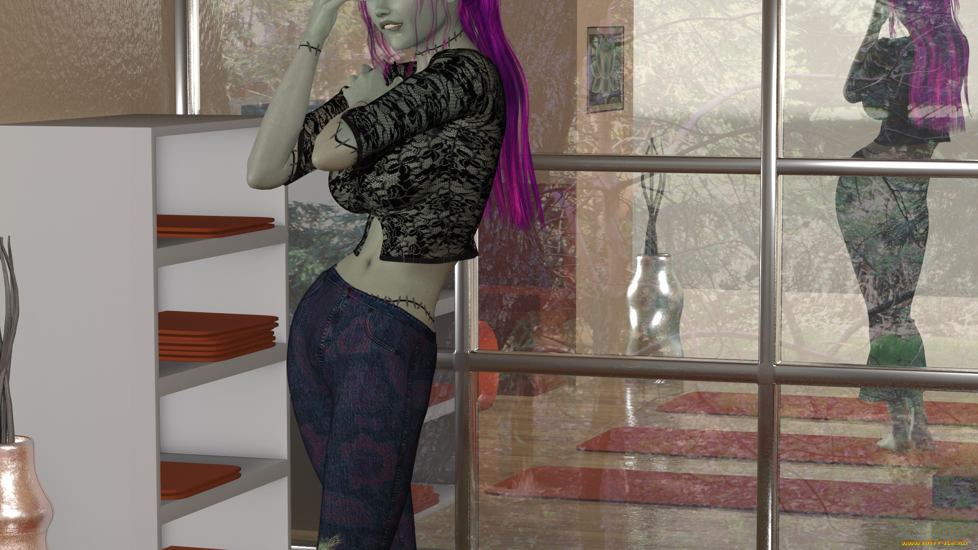 3д, графика, фантазия, , fantasy, девушка, взгляд, фон