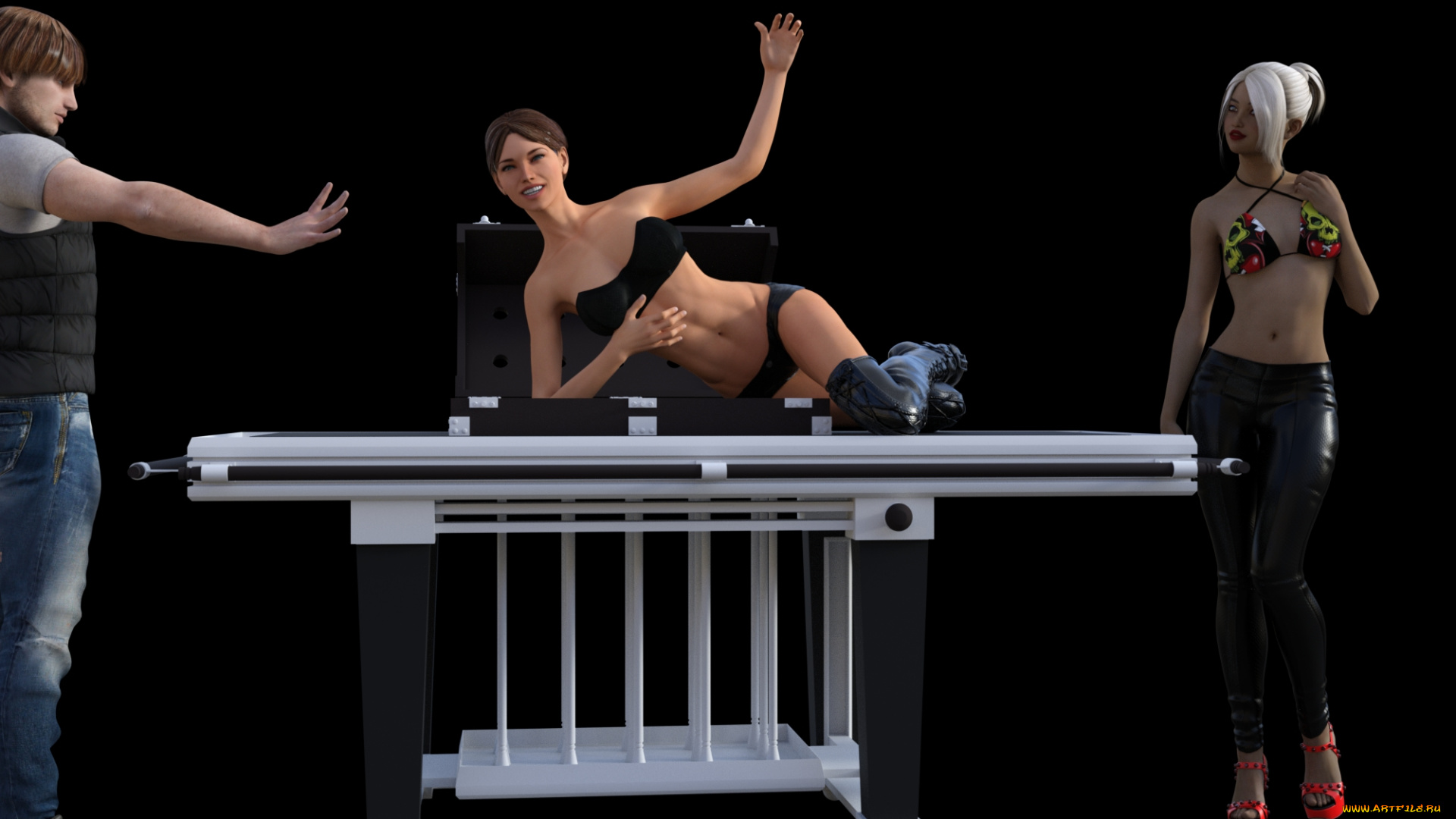 3д, графика, люди, , people, взгляд, девушки, иллюзионисты, фон