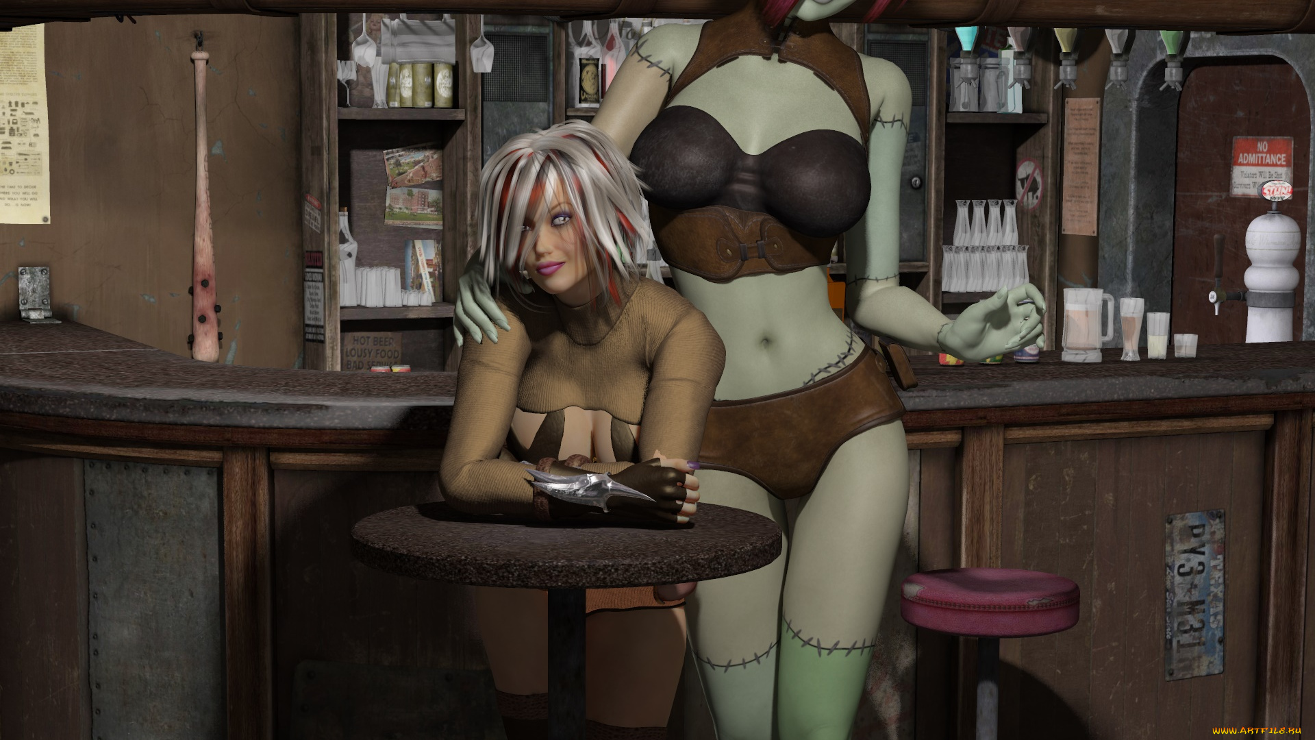 3д, графика, существа, , creatures, фон, взгляд, девушки