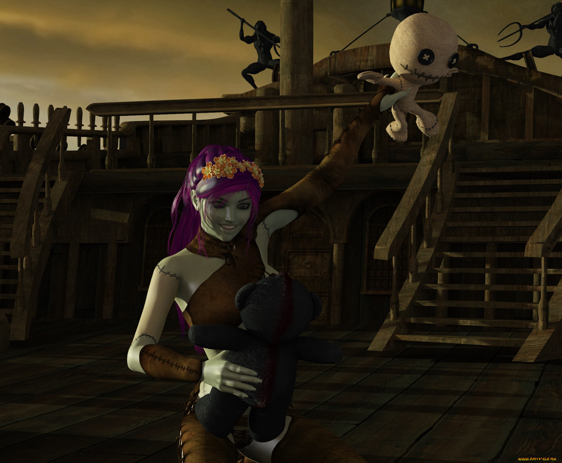 3д, графика, фантазия, , fantasy, девушка, взгляд, фон