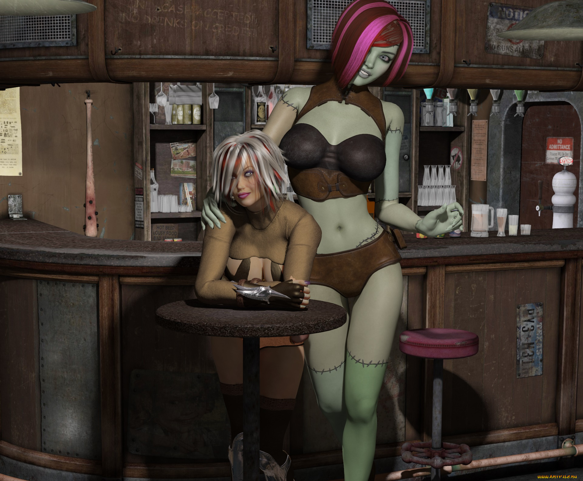 3д, графика, существа, , creatures, фон, взгляд, девушки