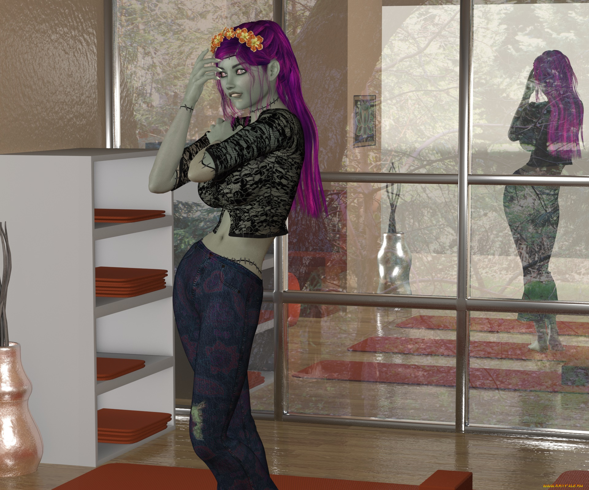 3д, графика, фантазия, , fantasy, девушка, взгляд, фон