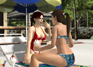 обоя 3д графика, люди , people, девушки, фон, взгляд