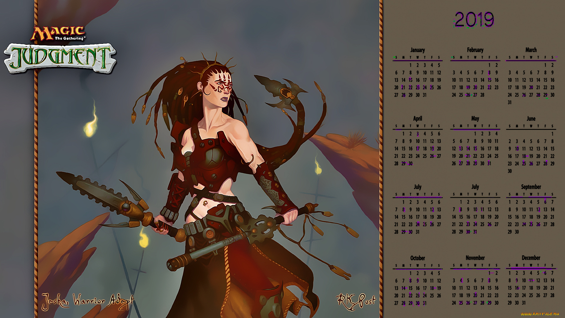 календари, фэнтези, оружие, женщина