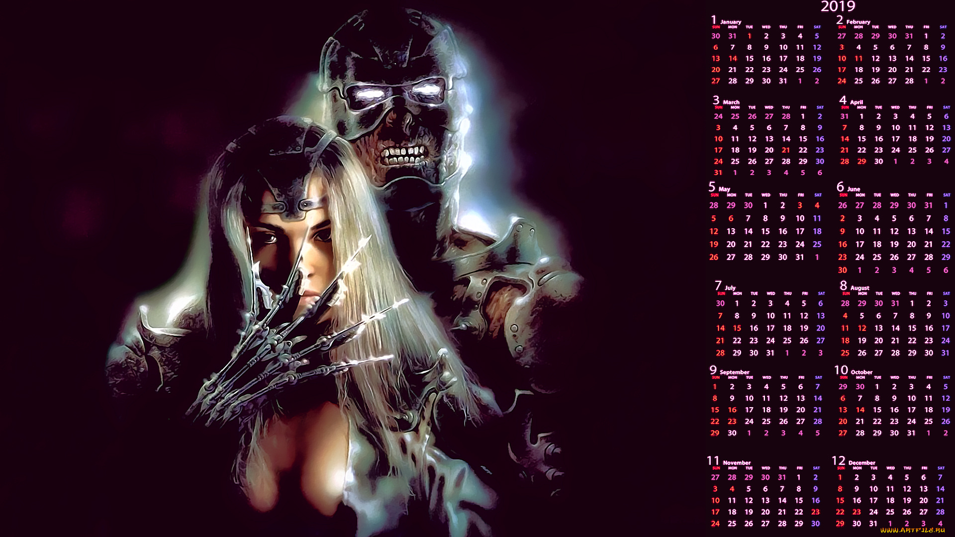 календари, фэнтези, взгляд, кисть, женщина, существо