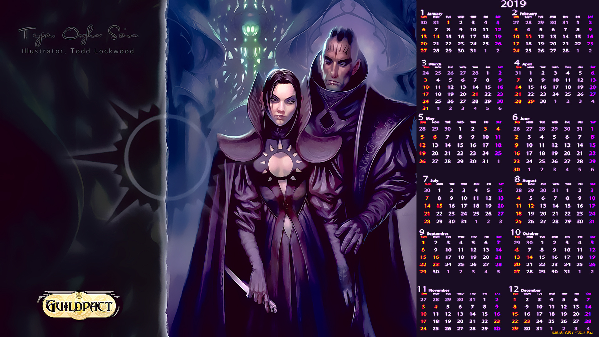 календари, фэнтези, женщина, оружие, взгляд, мужчина