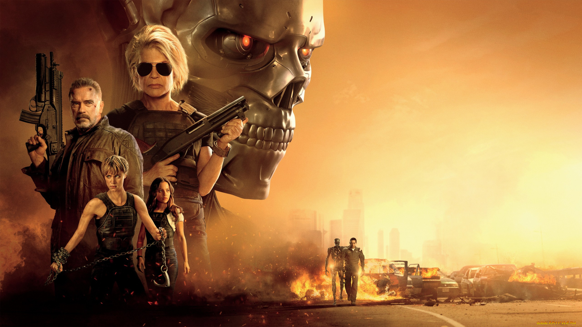 terminator, , dark, fate, , 2019, кино, фильмы, наталия, рейес, арнольд, шварценеггер, линда, хэмилтон, постер, боевик, фантастика, терминатор, темные, судьбы, габриэль, луна, маккензи, дэвис