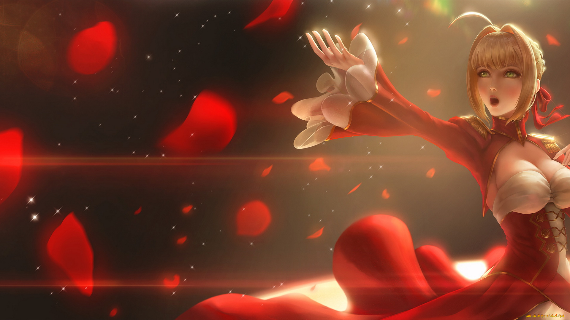 аниме, fate, stay, night, , grand, order, , apocrypha, девушка, фон, платье, песня