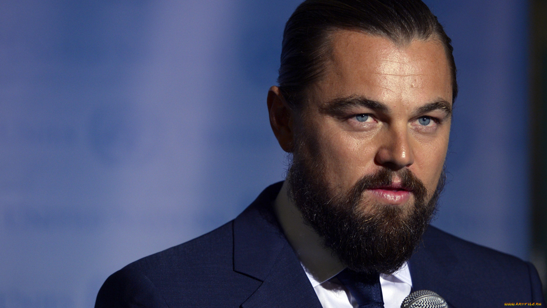 мужчины, leonardo, dicaprio, актер, лицо, борода, микрофон, костюм