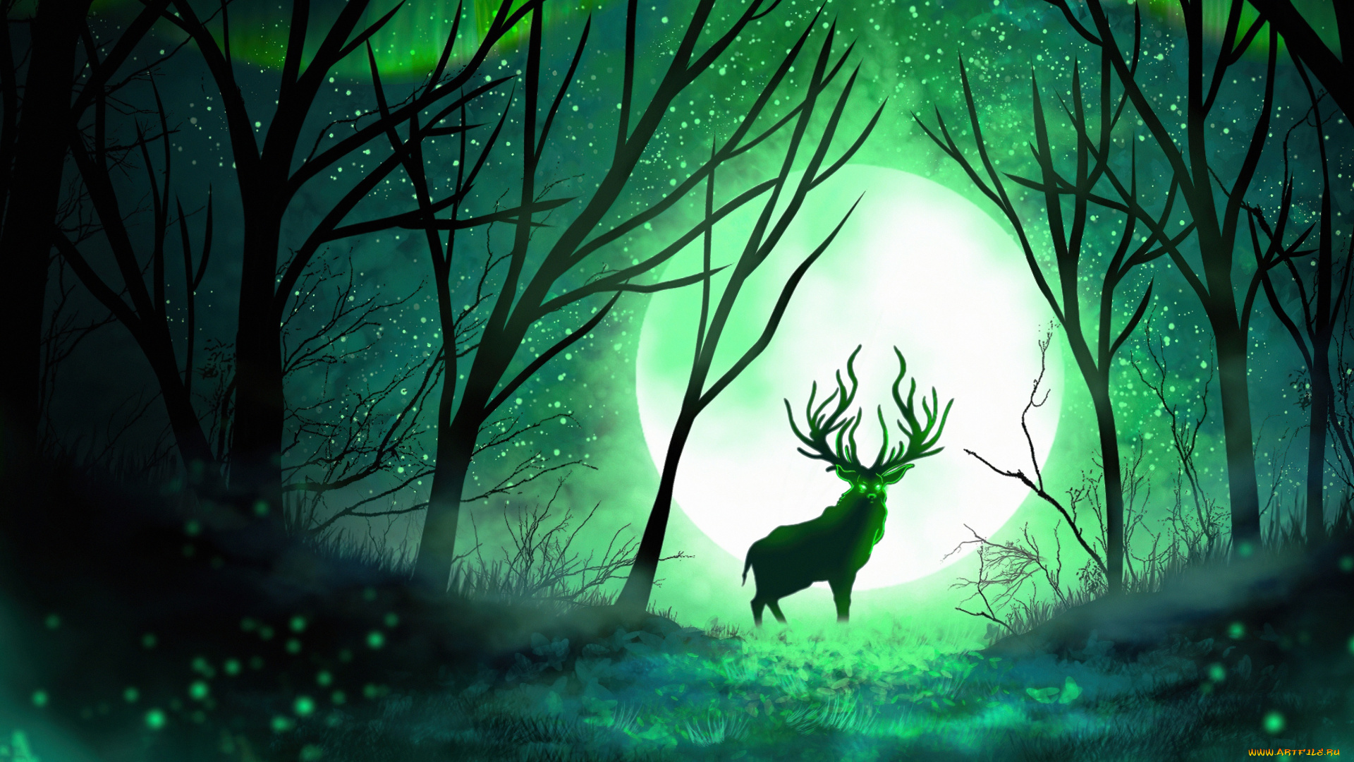 рисованное, животные, , олени, олень