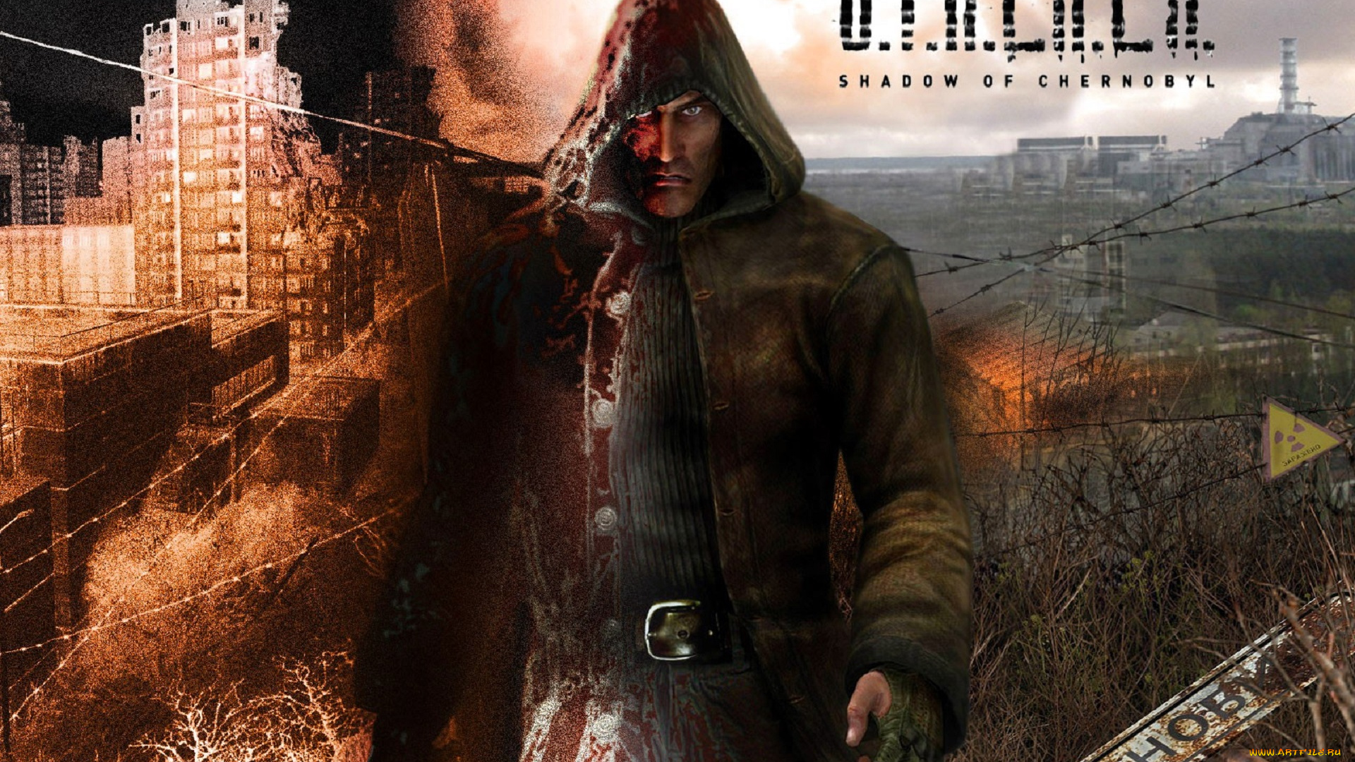 видео, игры, , shadow, of, chernobyl, сталкер, плащ, город, зона