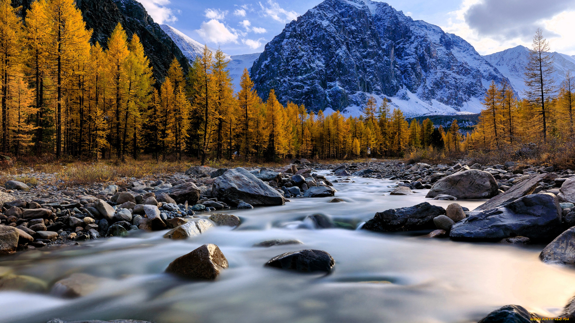 природа, реки, озера, горы, лес, осень, камни, река