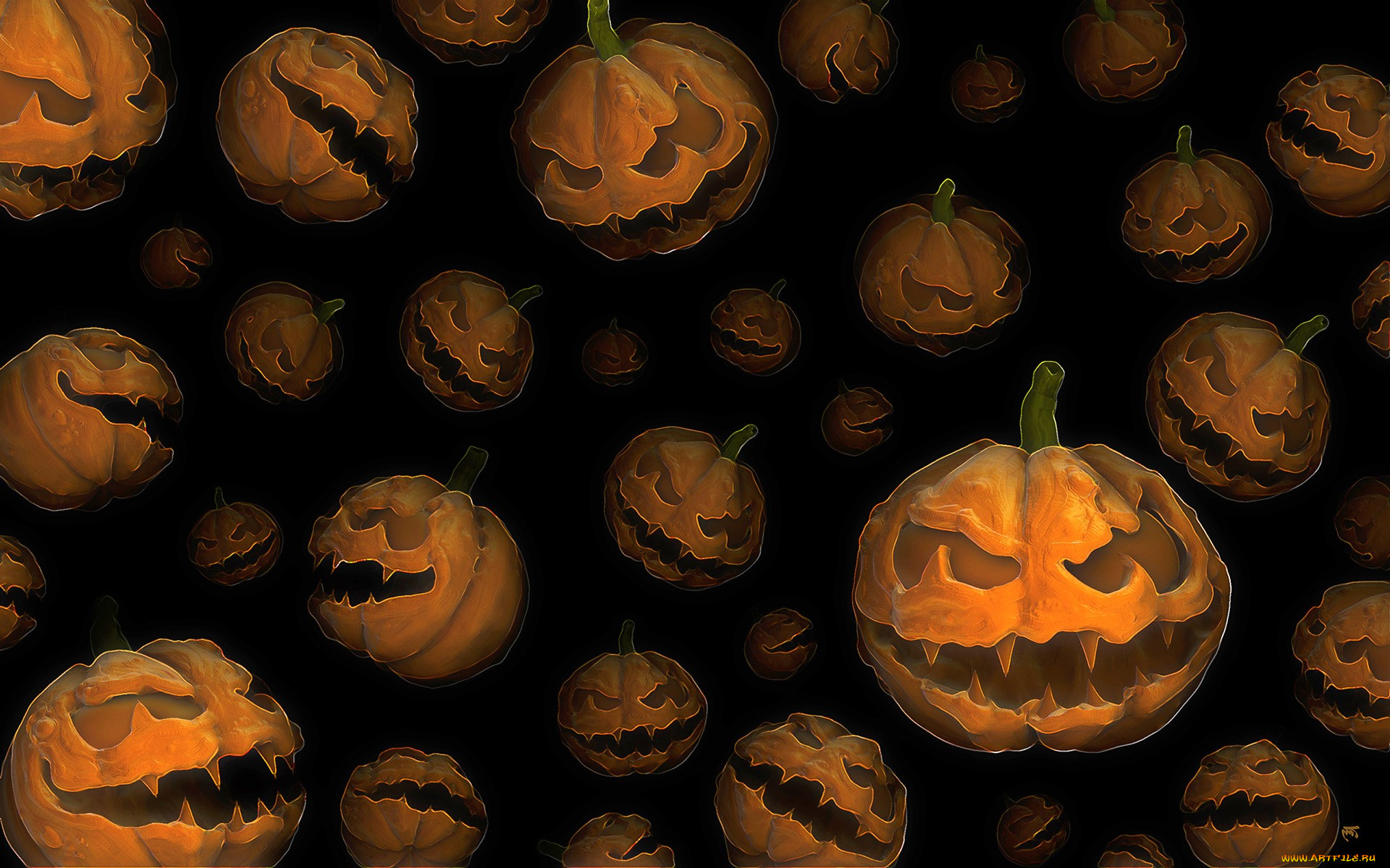 рисованное, праздники, хеллоуин, тыквы, рожи