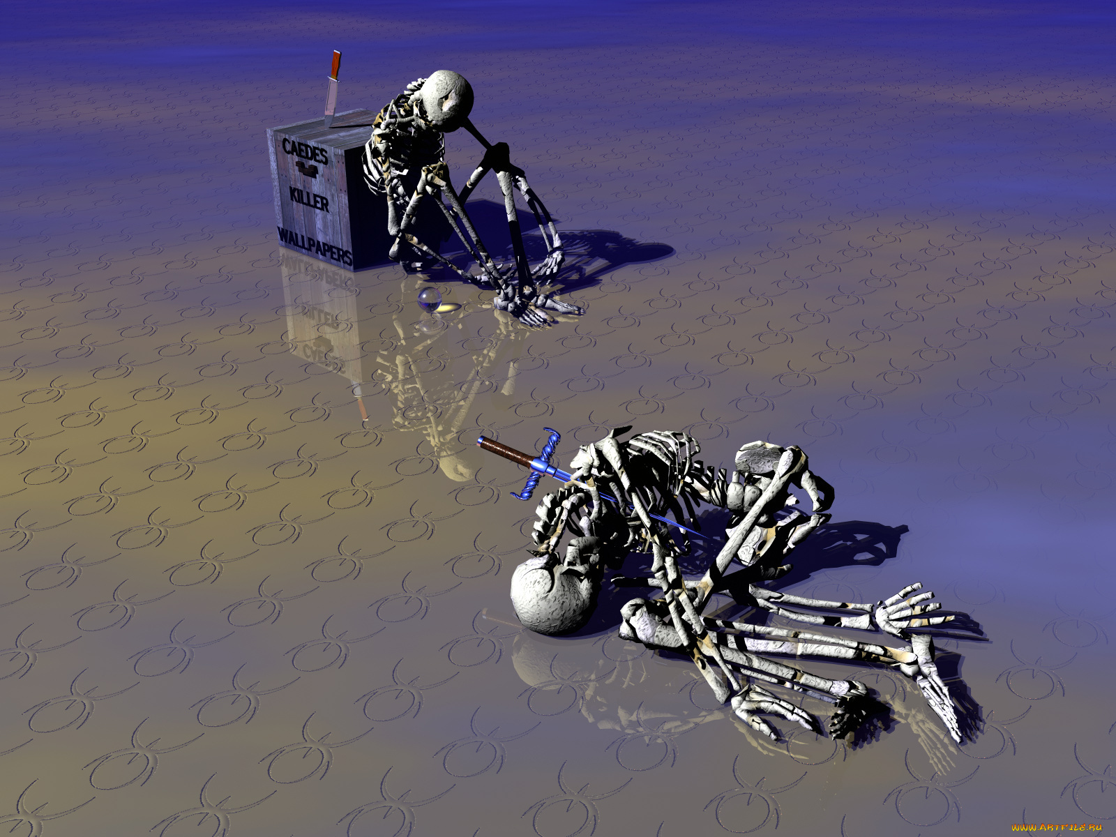 3д, графика, horror, ужас, скелеты, оружия