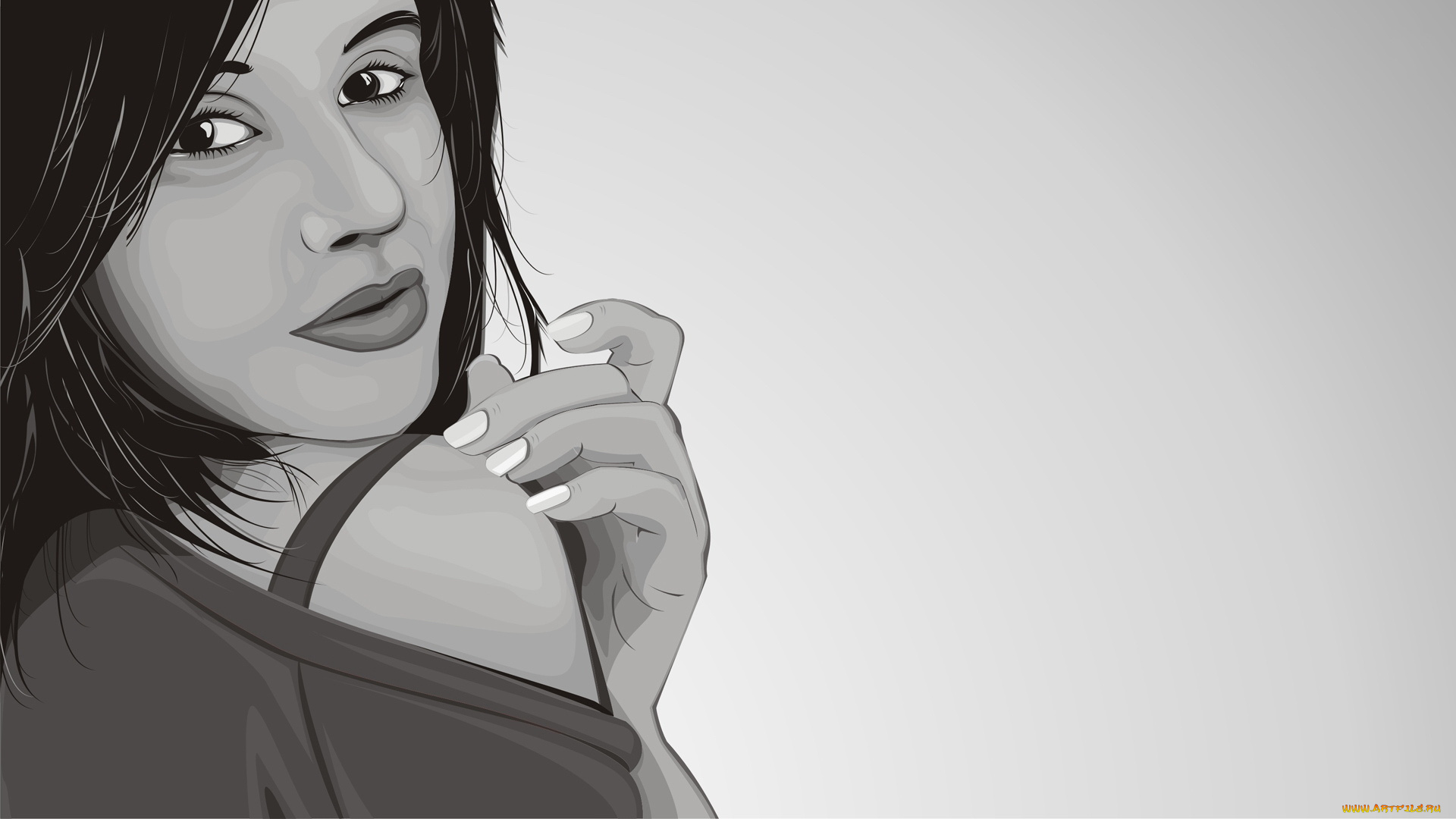 векторная, графика, взгляд, лицо