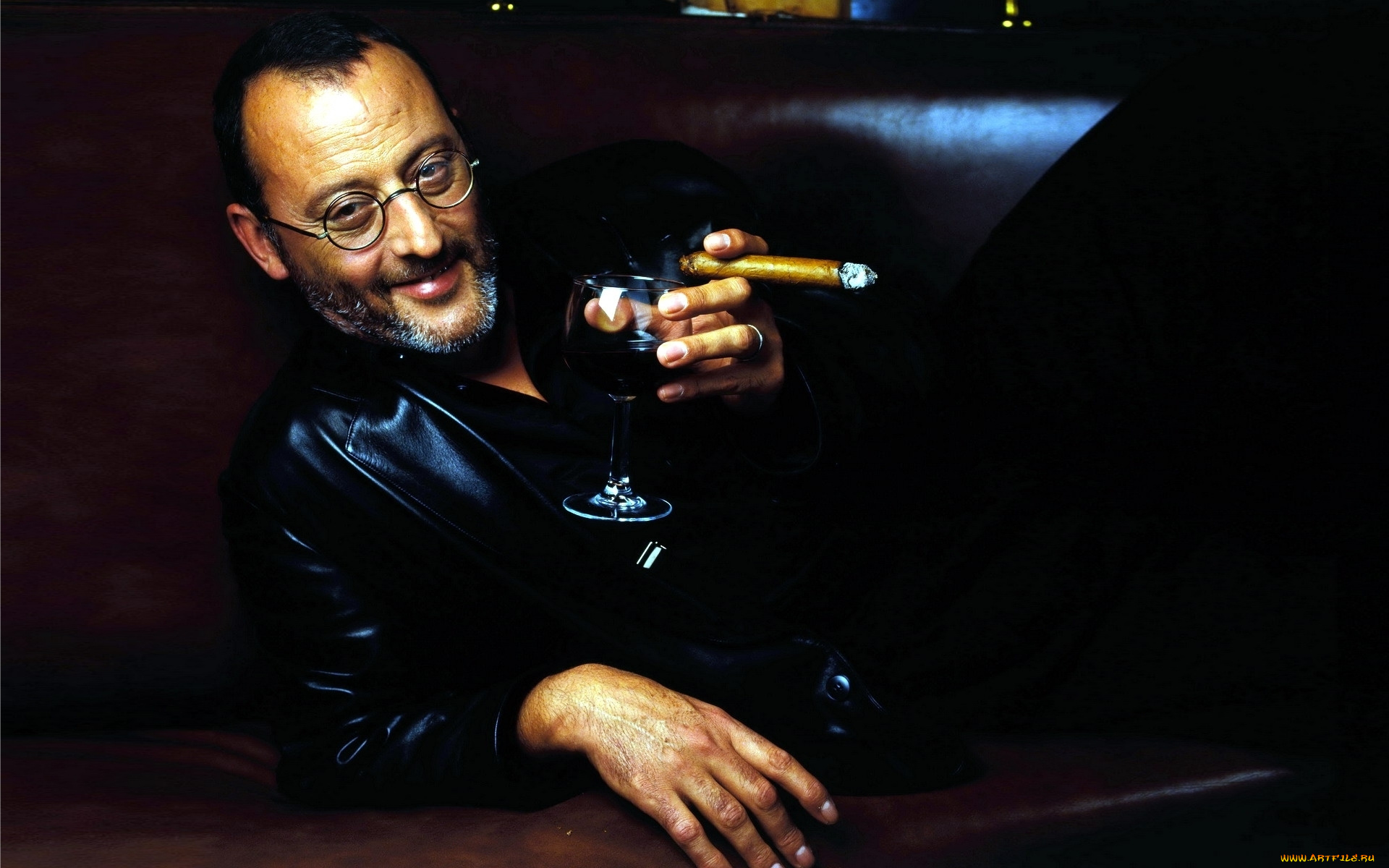 jean, reno, мужчины, сигара, бокал, актёр