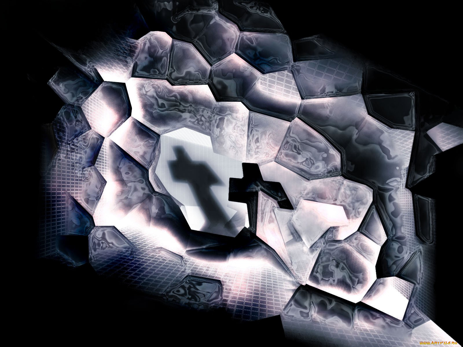 3д, графика, abstract, абстракции, тень, крест