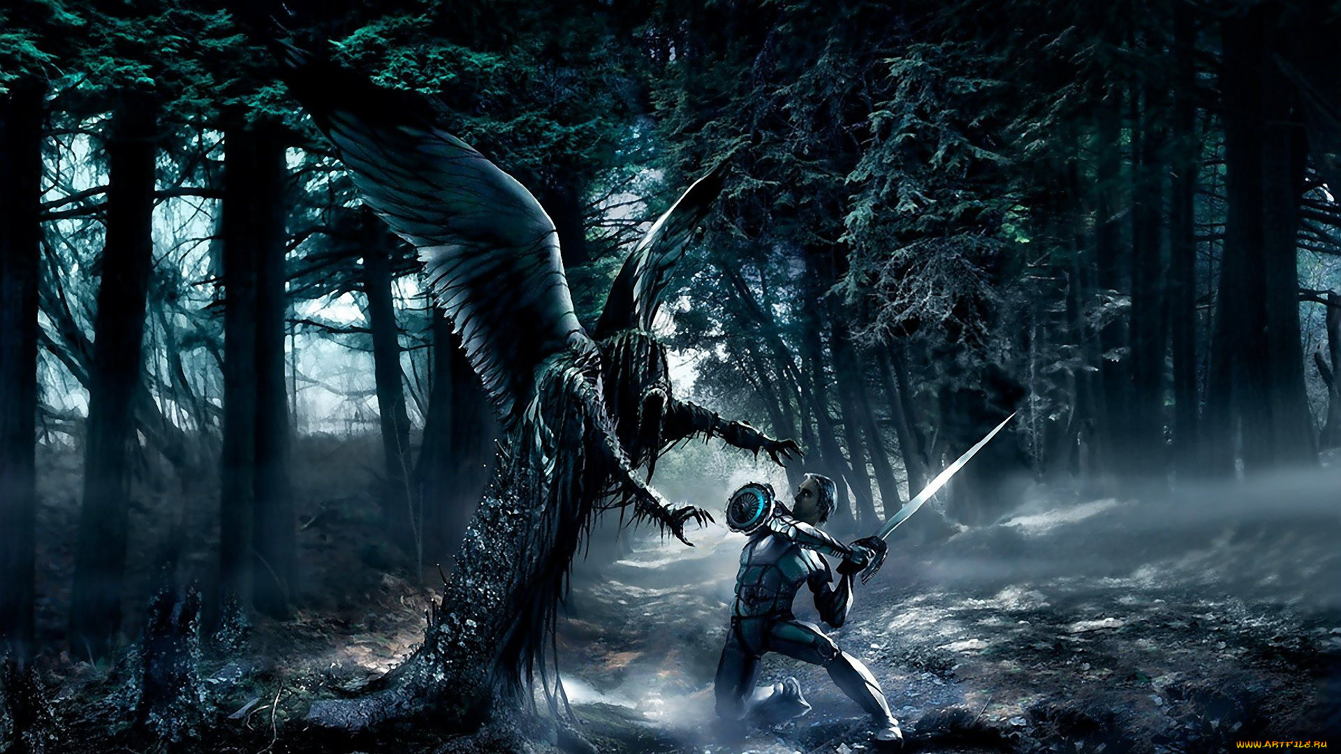 фэнтези, демоны, существо, лес