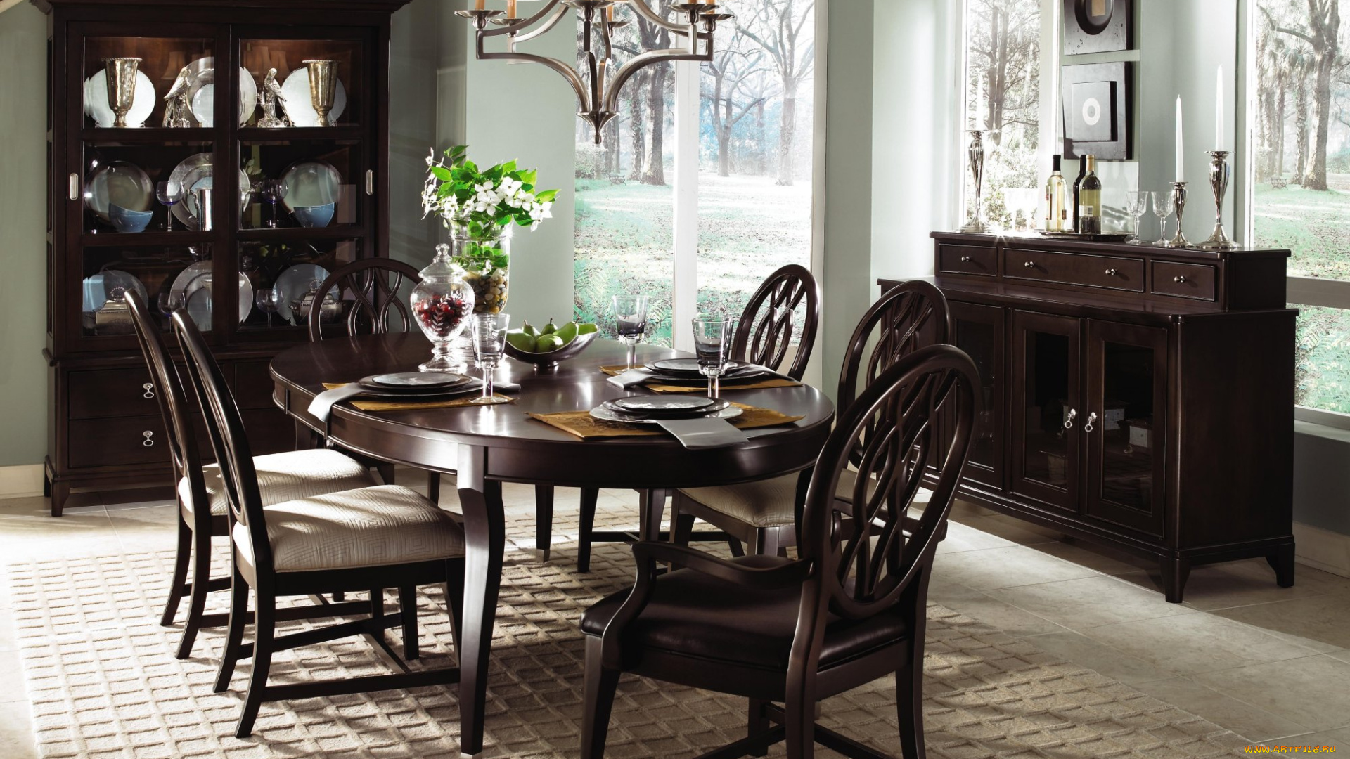 интерьер, столовая, стол, стулья, мебель